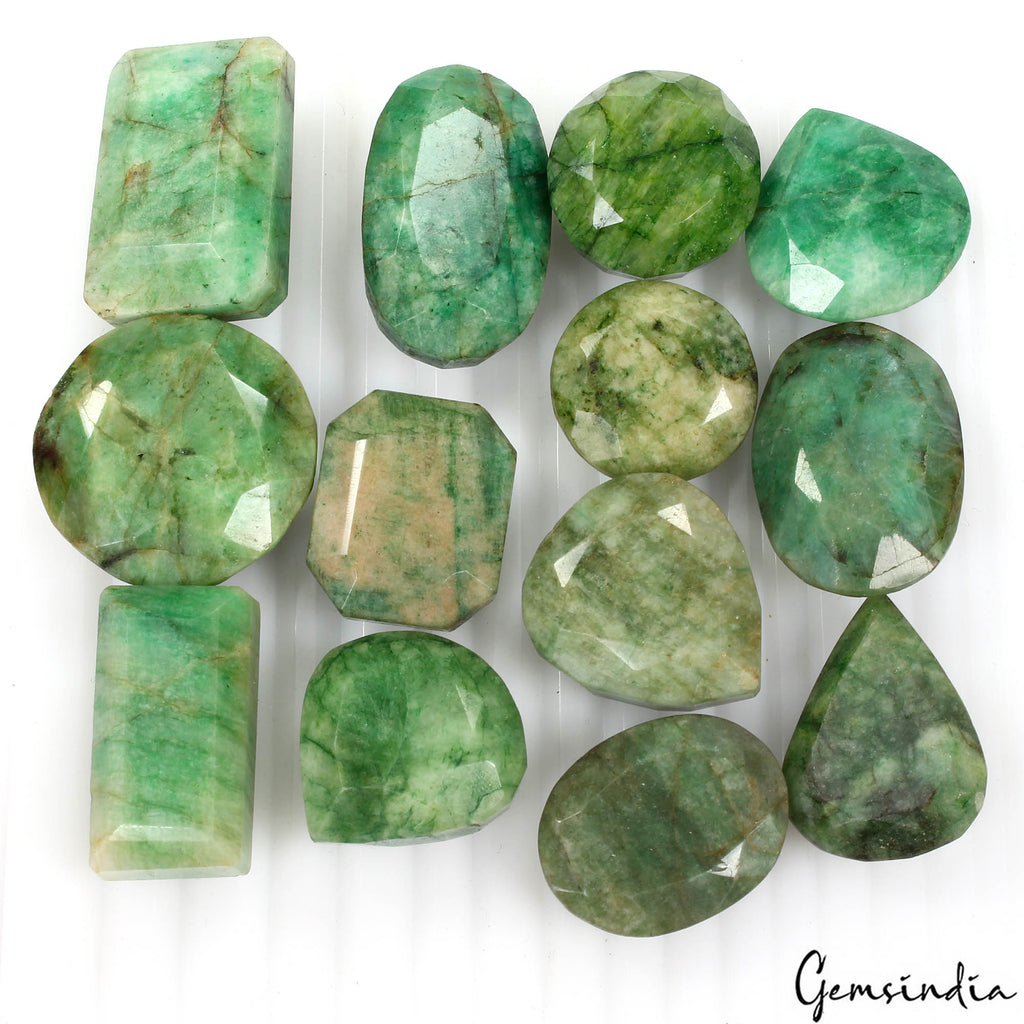 1000 Cts/13 Pcs Natural Brazilian Green Emerald Mix Cut Loose Wholesale Gems Lot