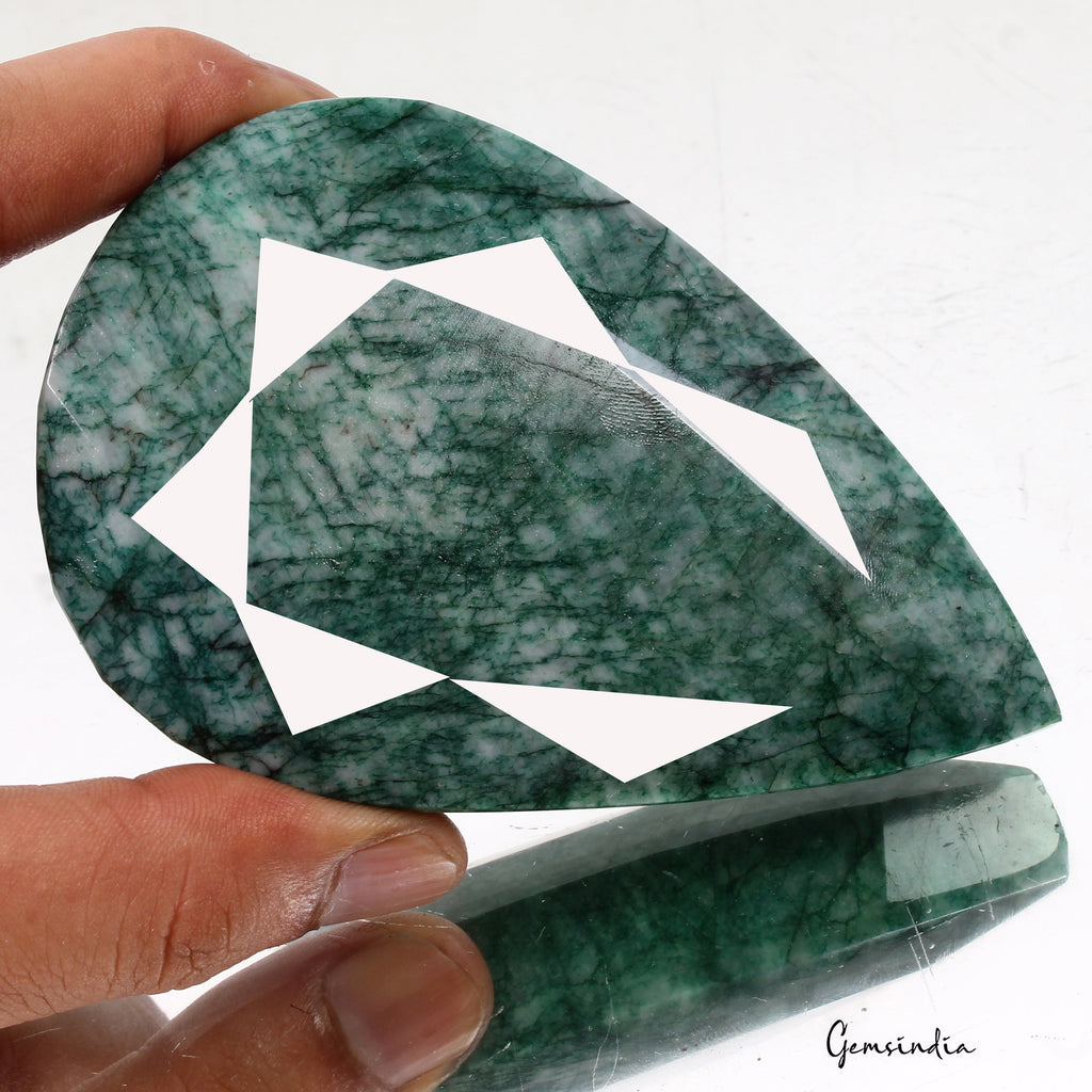 1640 Cts Natural Brazilian Green Emerald Pear Faceted Earth Mined Loose Huge Gem