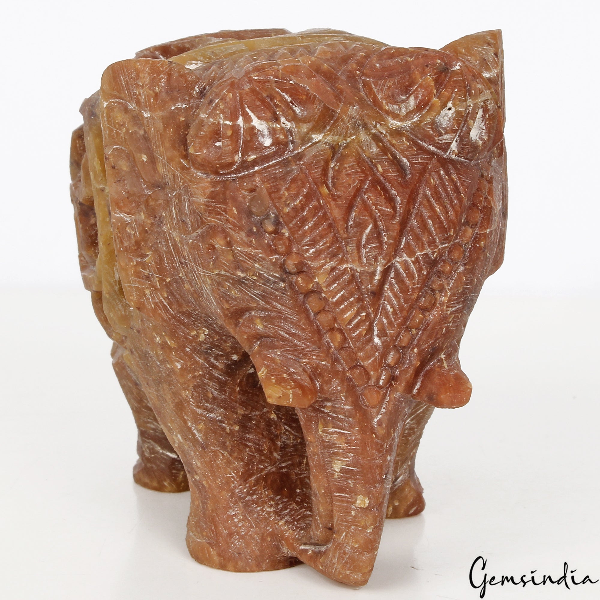 1240 Ct Vintage Elephant Statue W/ Baby In Womb Hand Carved Stone Art Sculpture