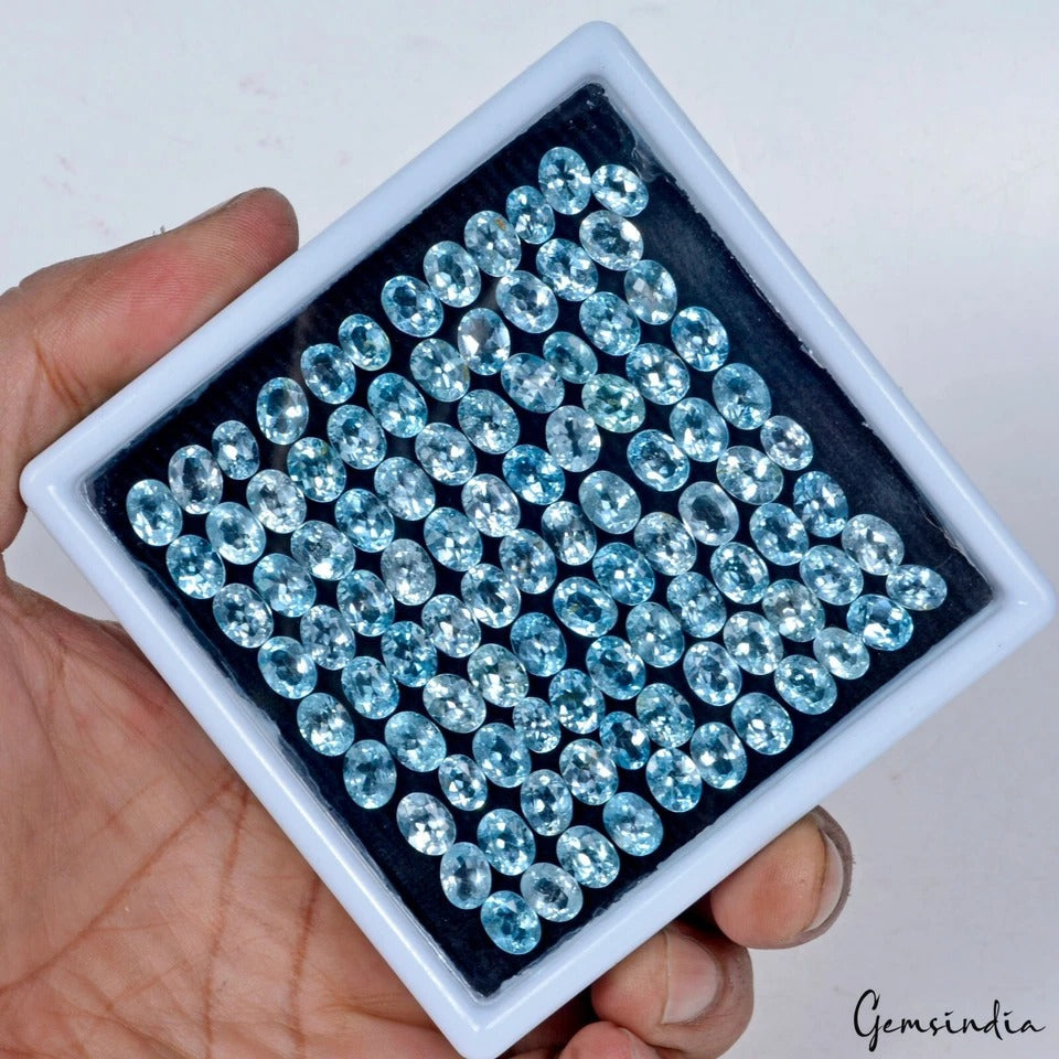149 Ct Ravishing Color Blue Topaz Brazil Oval Cut 5-7mm/100 Pcs Full Fire&Clean