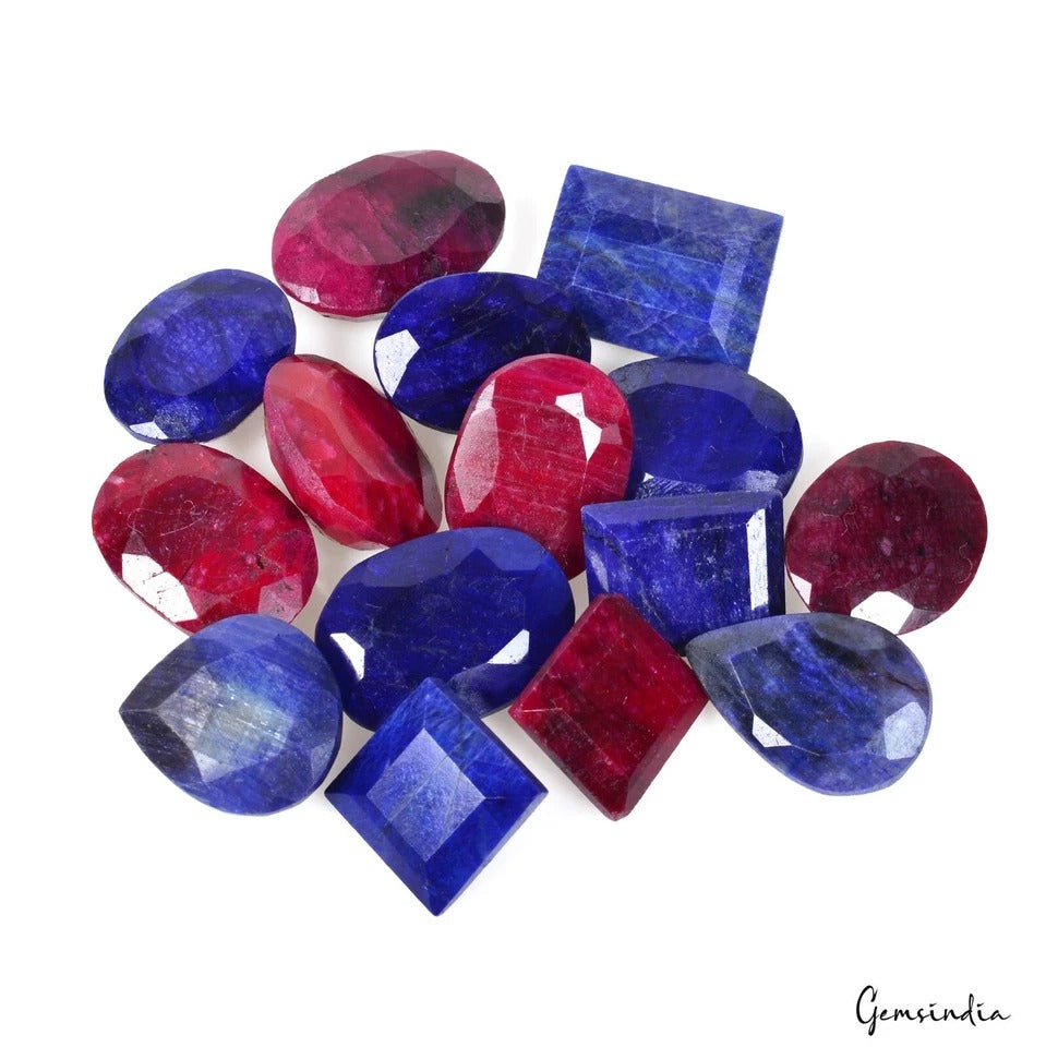 Top Quality Natural Ruby Sapphire Mix Cut Loose 11-17mm Gems For jewelry/15 Pcs