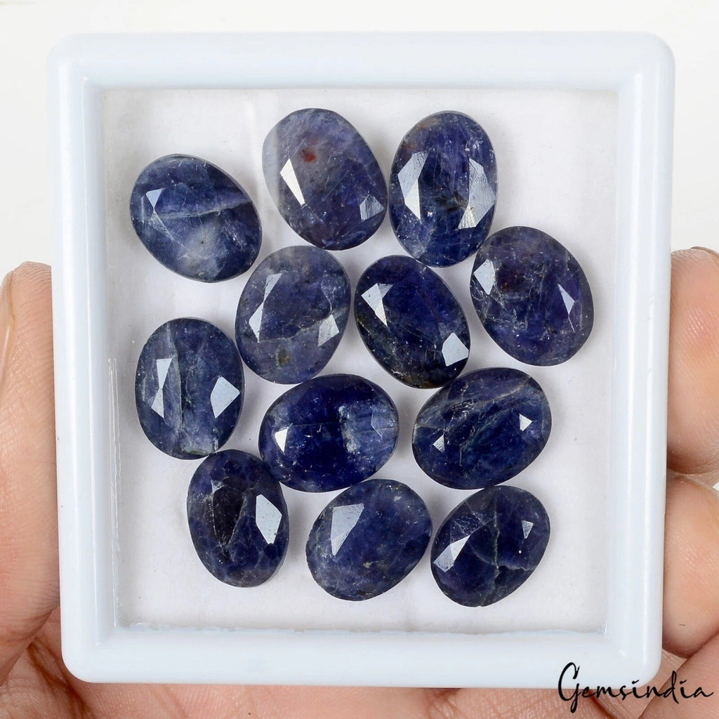 12 Pcs Natural Iolite 13-15mm Oval Cut Loose Untreated Blue Gemstones ~73.20 Cts