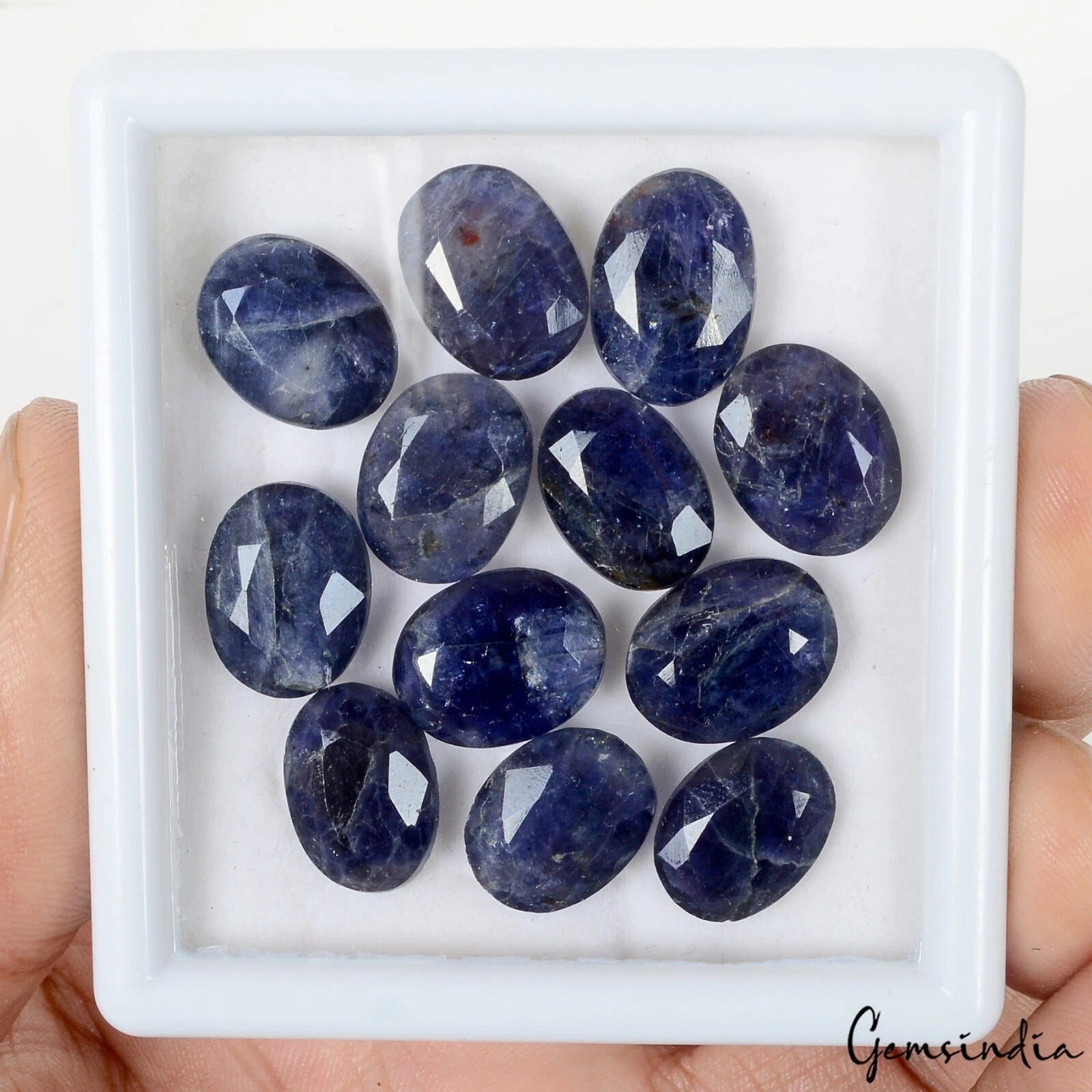 12 Pcs Natural Iolite 13-15mm Oval Cut Loose Untreated Blue Gemstones ~73.20 Cts