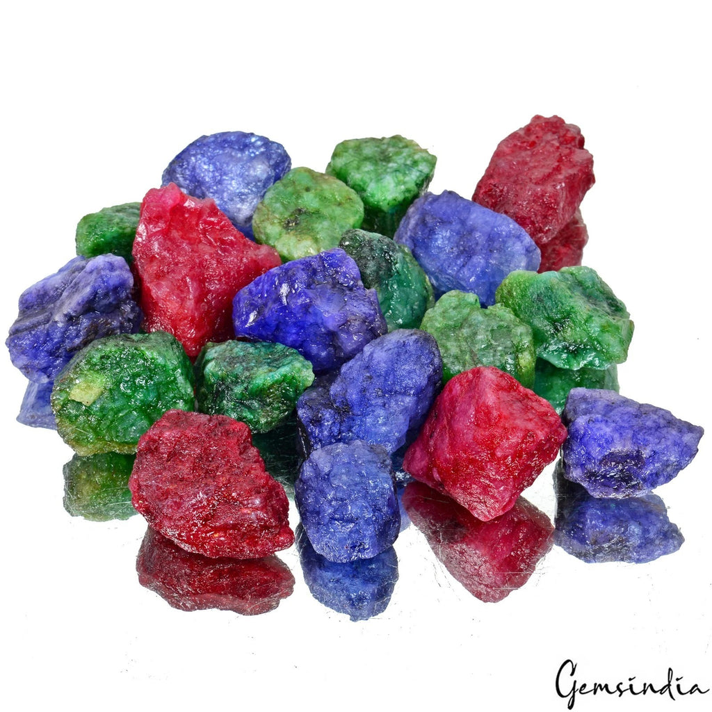 Blue Beryl Rough Specimen, Color Enhanced — 19 Pieces, 24mm to 41mm, 2350 Ct