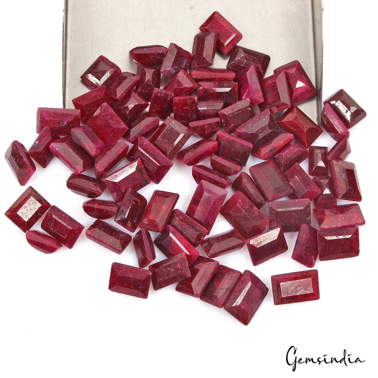 Certified 650 Ct/73 Pcs Natural Red Ruby Baguette Cut Loose Gems Lot For Jewelry