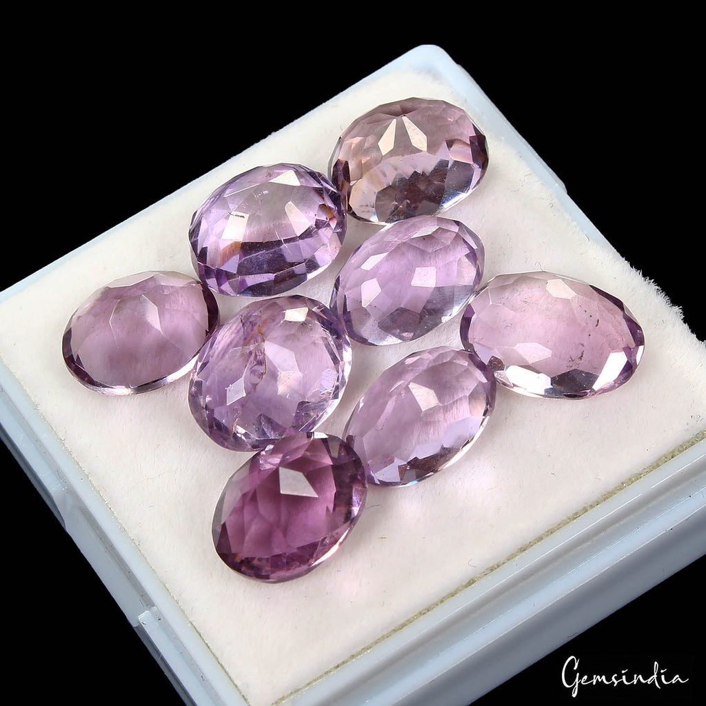 32.80 Ct Natural Untreated Finest Purple Amethyst Oval Cut Faceted Gem Lot 8 Pcs