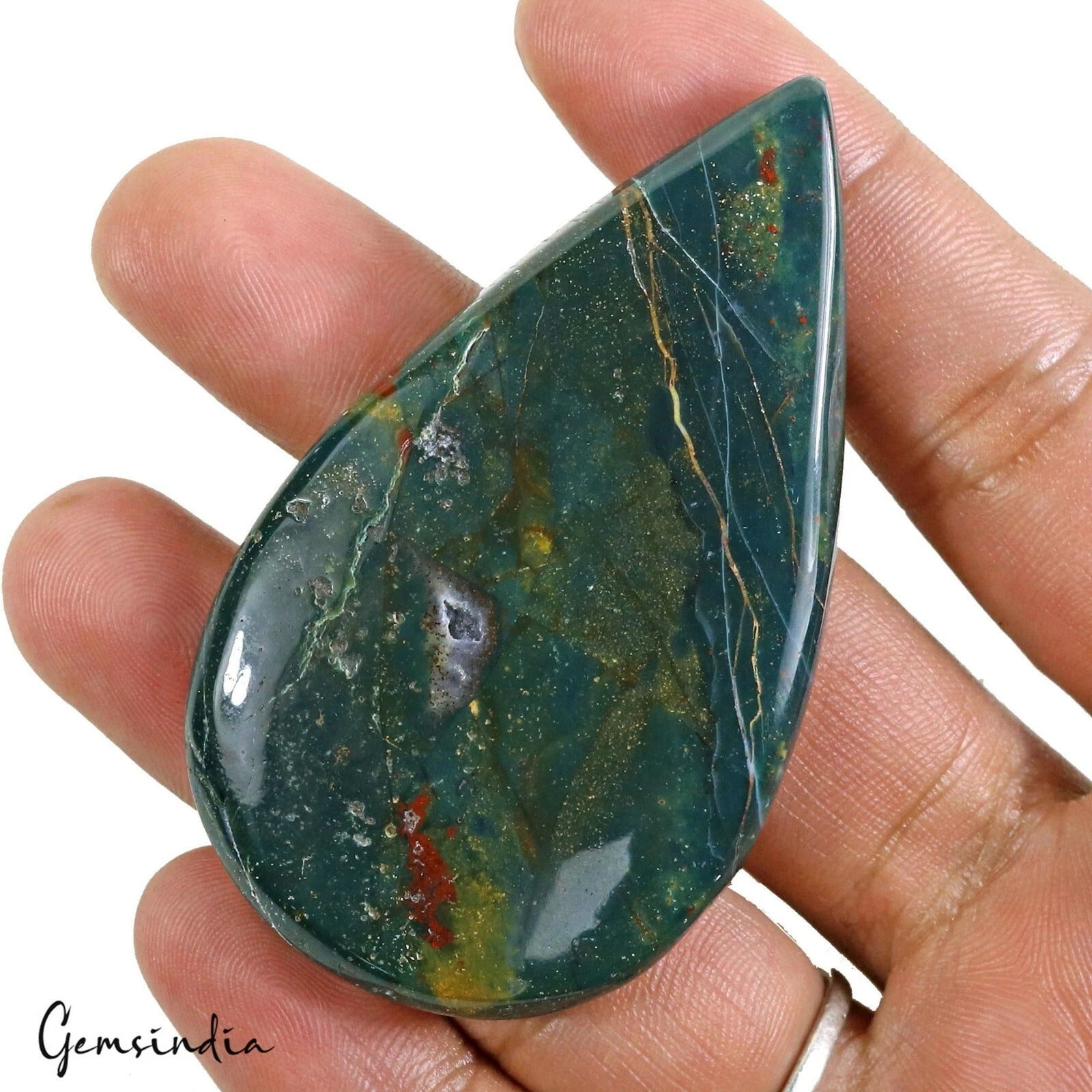 Natural Untreated Multicolor Bloodstone Pear Cab 163.20 Ct Pendant Size Gemstone