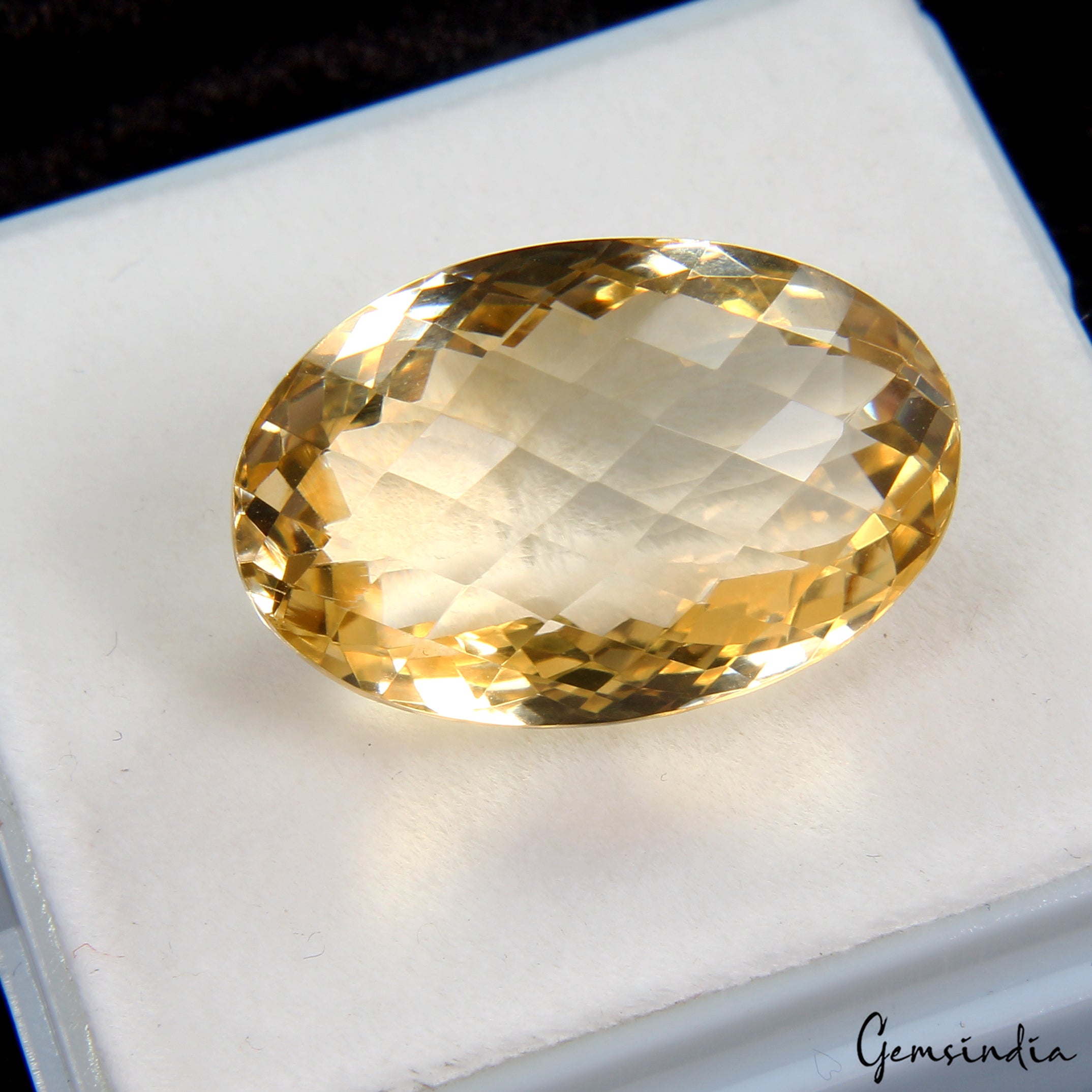 VVS 28.00 Ct Natural Citrine Oval Checker Cut 23mmx15mm Certified Loose Gemstone