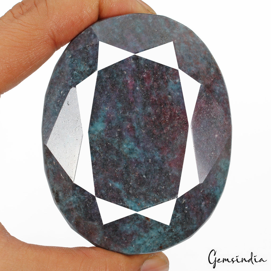 Huge 2440Ct Natural Untreated Bi-Color Ruby Kyanite Oval Faceted Museum Size Gem
