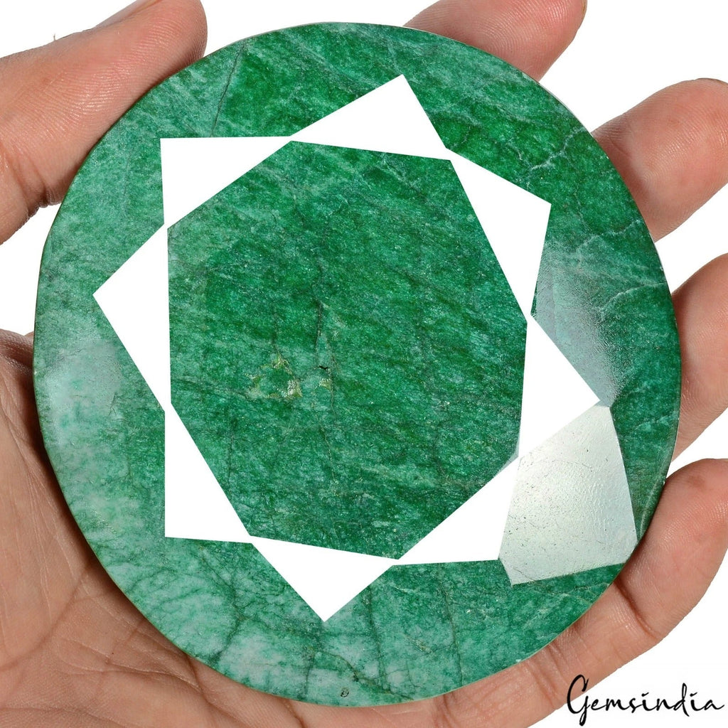 1840 Ct Natural Brazilian Top Green Emerald Oval Faceted Cut Huge Size Loose Gem