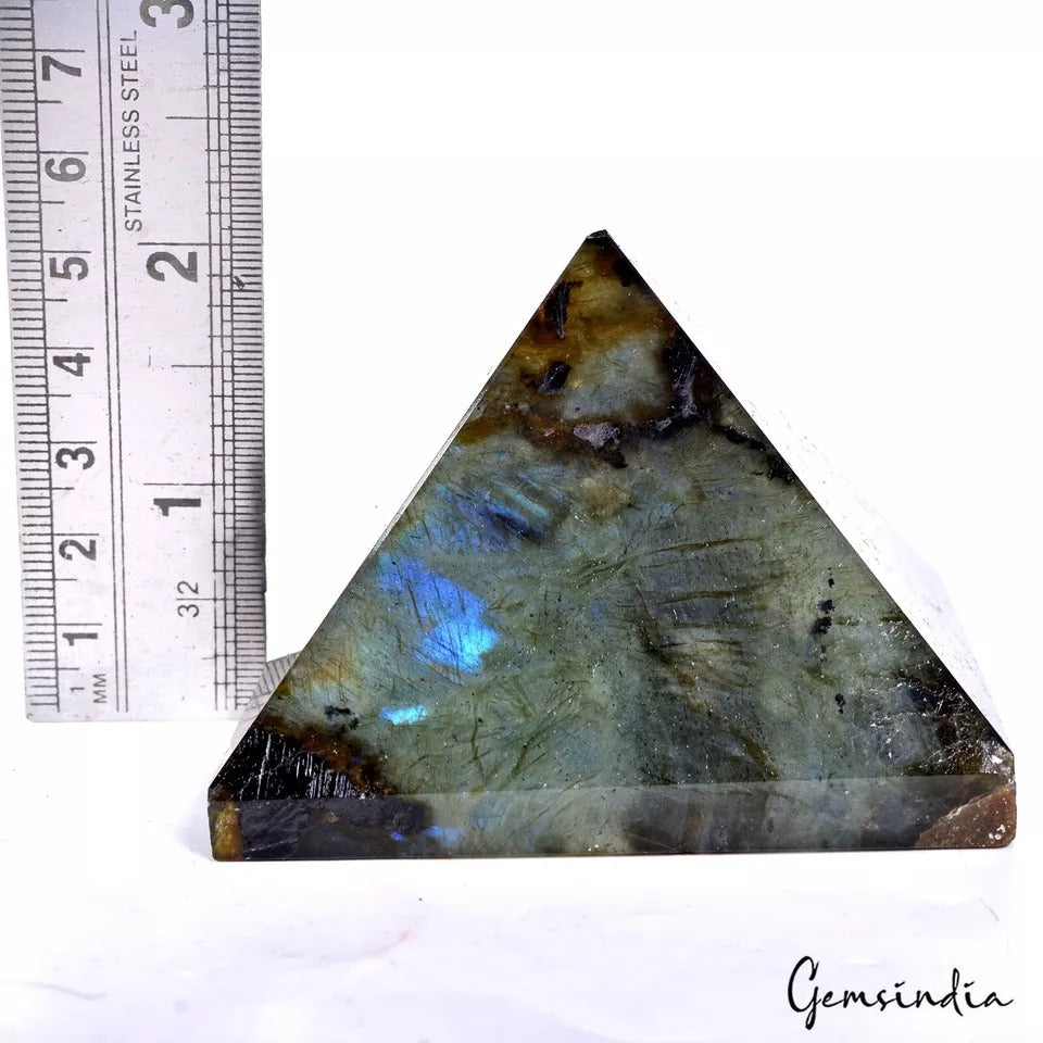 1585 Cts Natural Untreated Blue Shine Labradorite Crystal Pyramid Point Healing