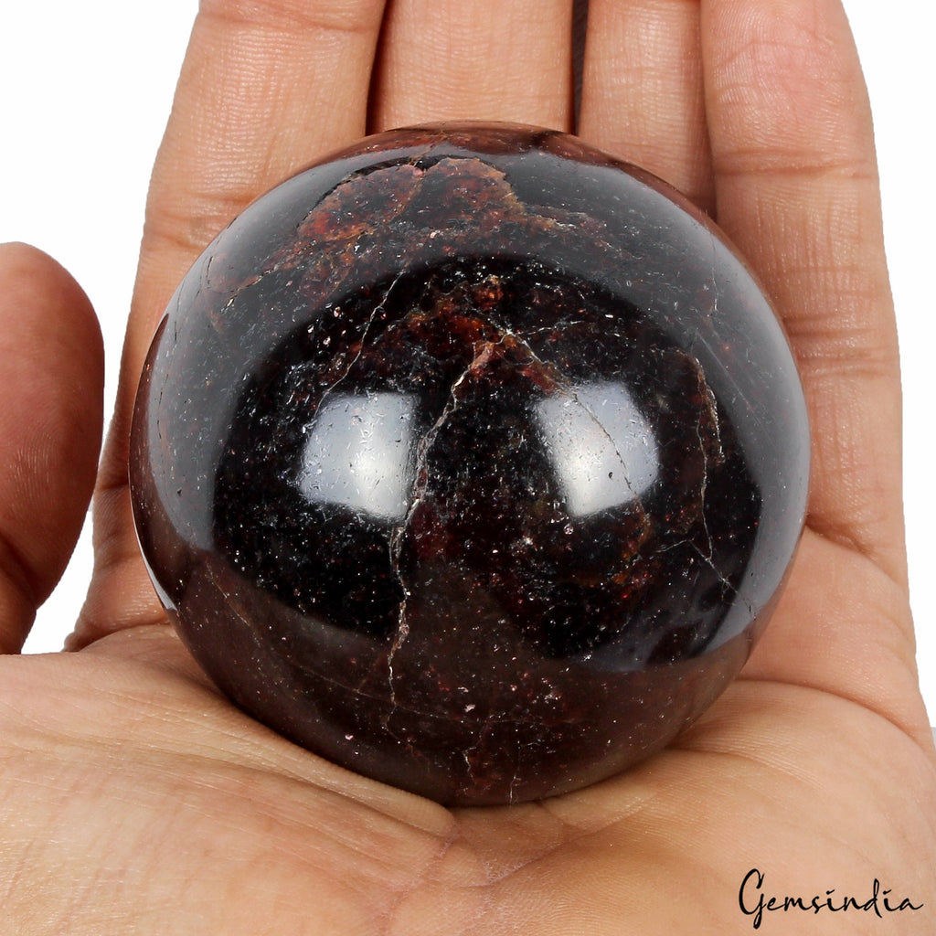 2.3" 486g Deep Red Garnet Sphere Polished Natural Gemstone Crystal Mineral Ball
