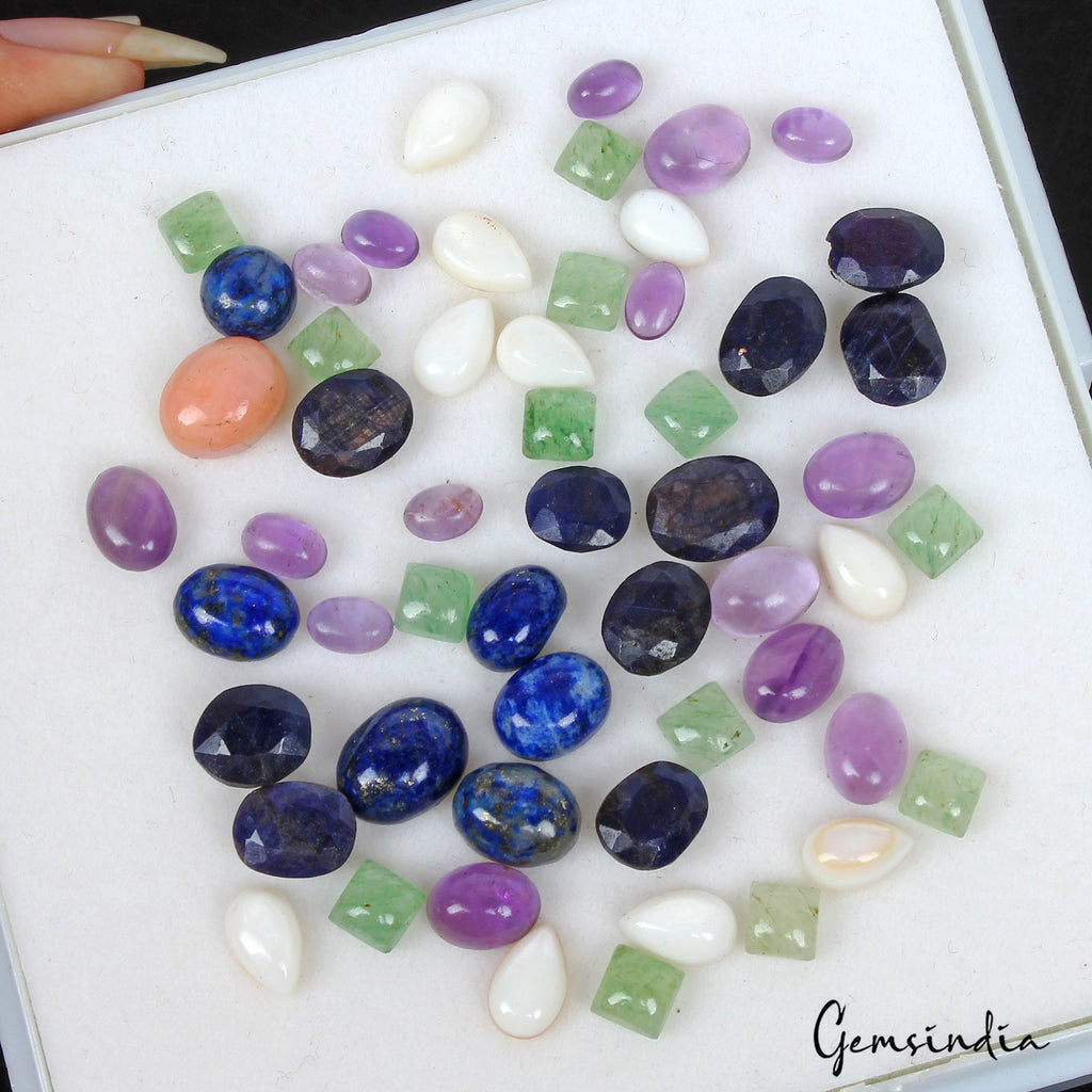 70 Cts/55 Pcs Natural Multi Color Mix Cut Loose 5mm To 10mm Gems Lot For Jewelry