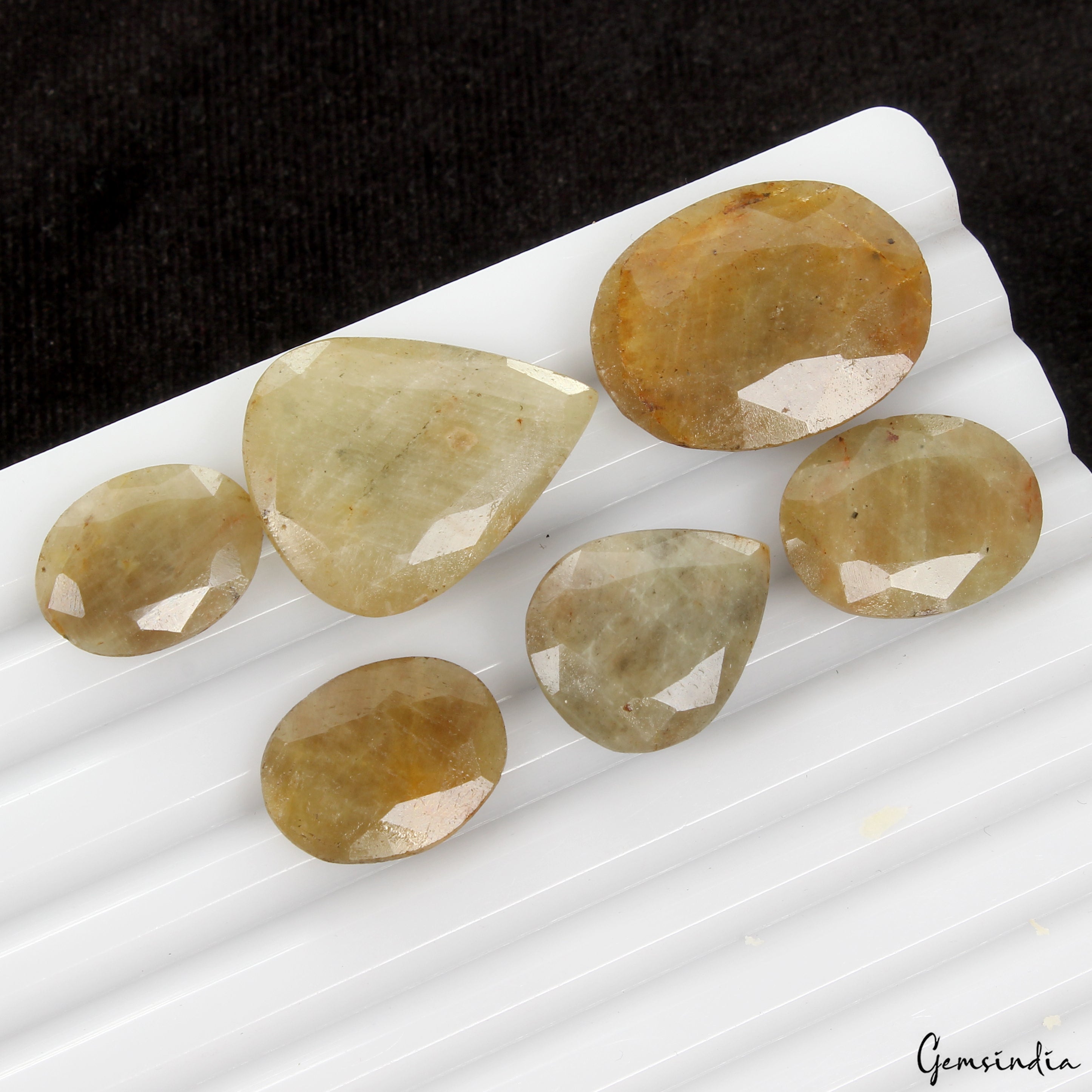 142Ct 100% Natural Yellow Brown Sapphire Untreated Mix Cut Loose Gemstones 6 Pc