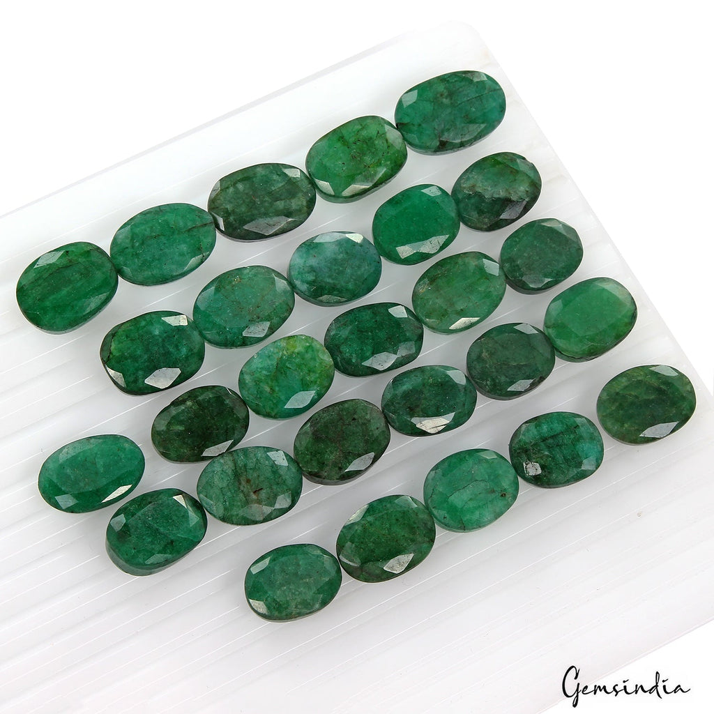 440 Ct Natural Green Emerald Oval Cut Faceted Loose Wholesale Gemstone Lot 27 Pc
