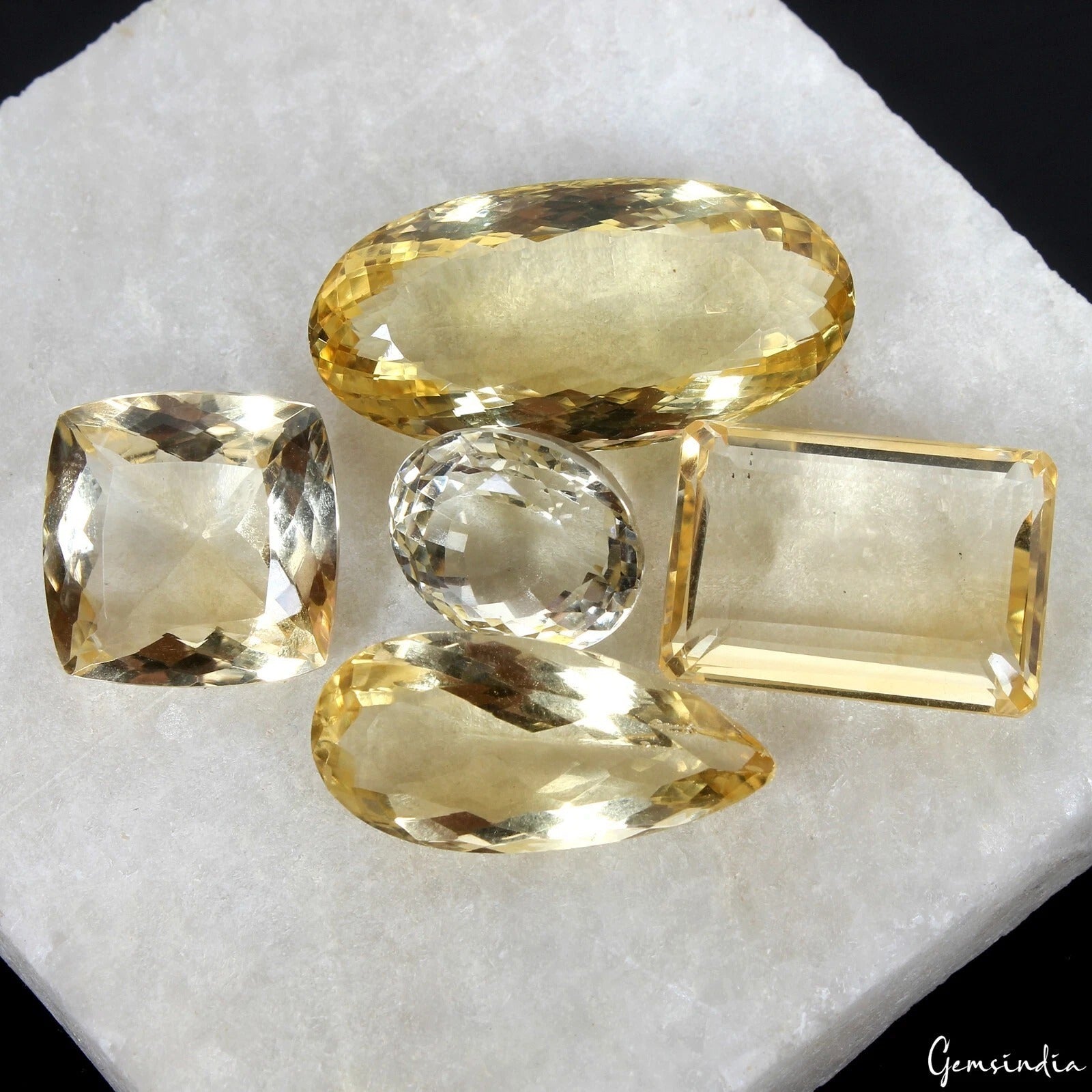 102.95Ct Top Grade Natural Citrine Mix Cut Loose Unheated 15-32mm Gemstones~5 Pc
