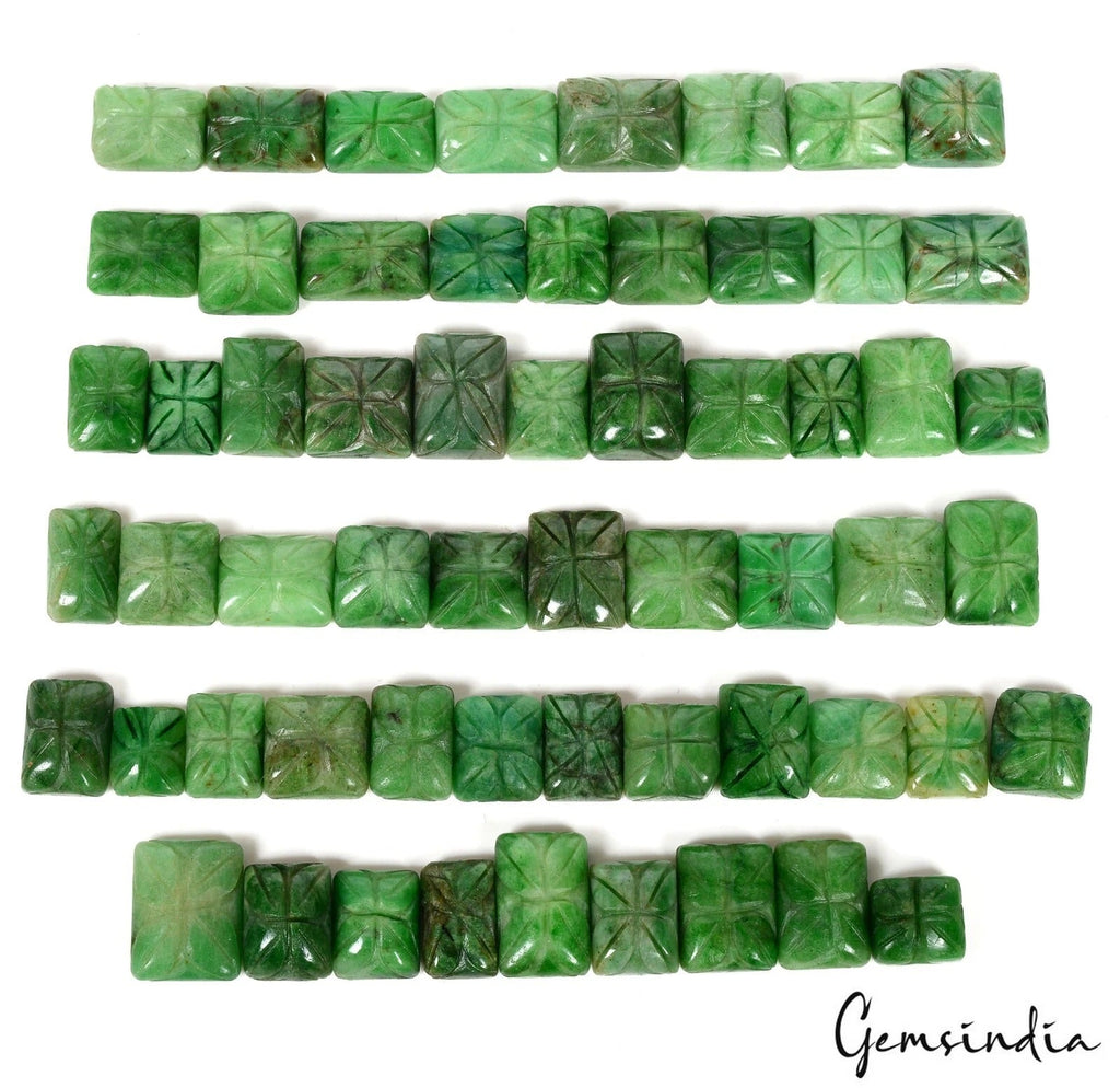 59 Pc Natural Green Emerald Rectangular Shape Loose Hand Carved Gemstones~1000Ct