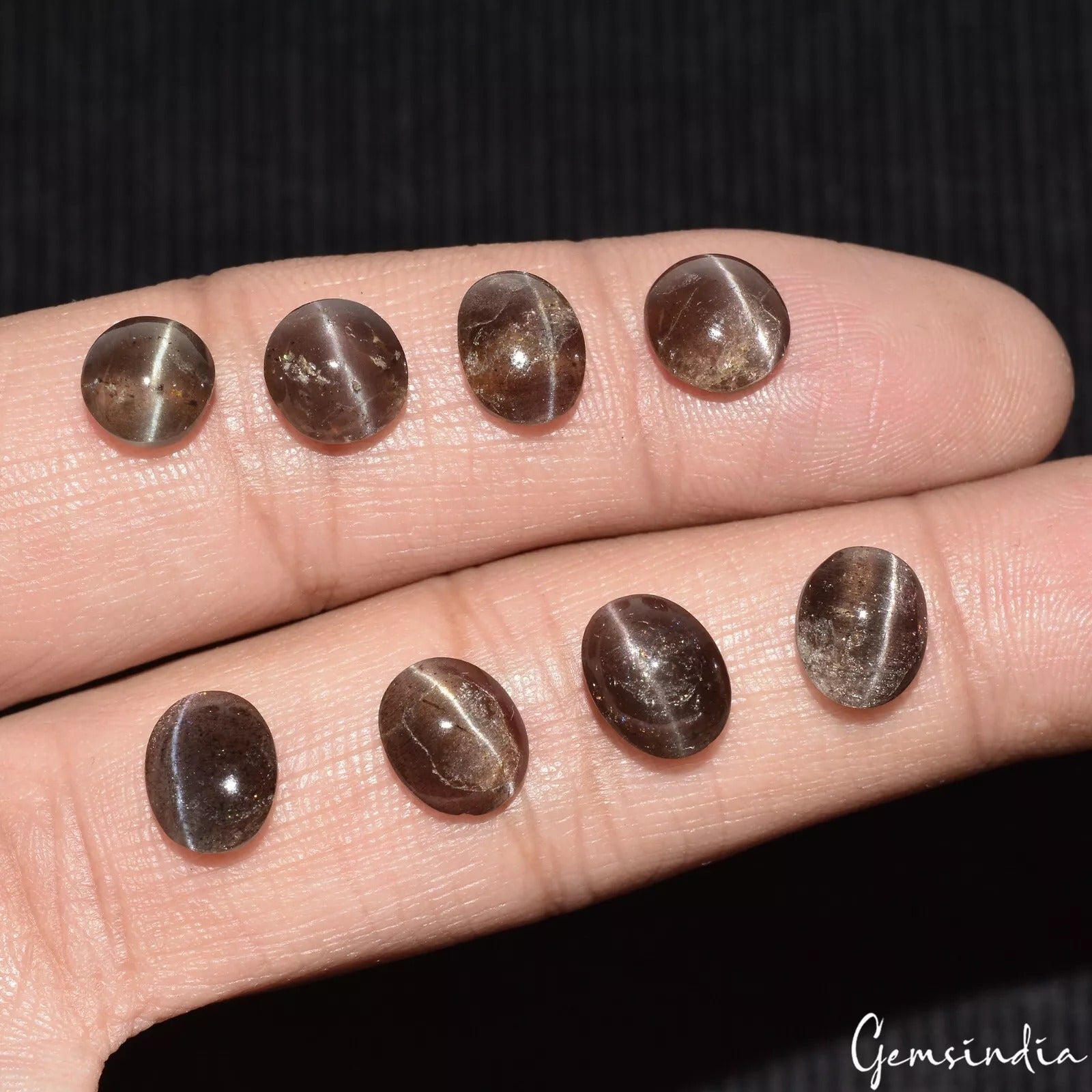8 Pcs Natural Spectrolite Cats Eye 7-19mm Mix Cabochon Loose Gemstones ~17.20 Ct
