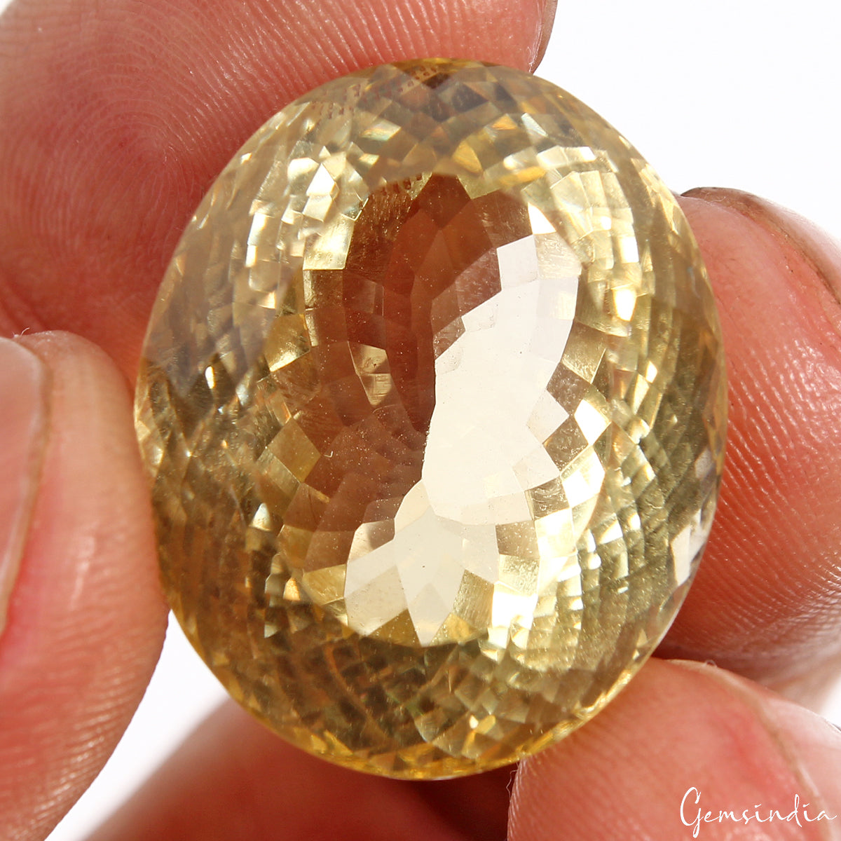 56.80 Cts Natural Untreated Brazilian Yellow Citrine Oval Faceted Huge Loose Gem