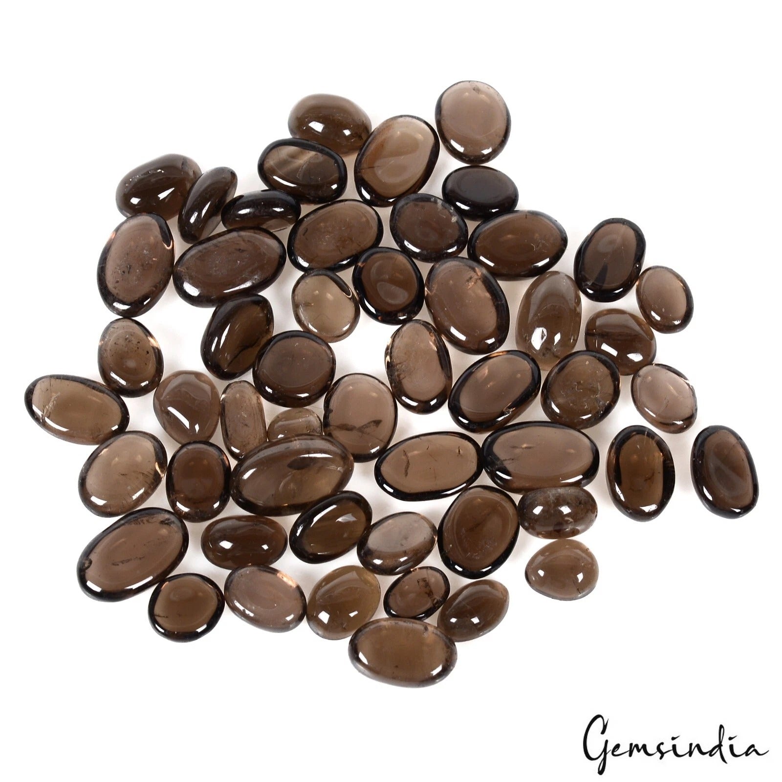 144Ct Natural Brown Smoky quartz 6-14mm Loose Oval Cabochon Polished Gemstones