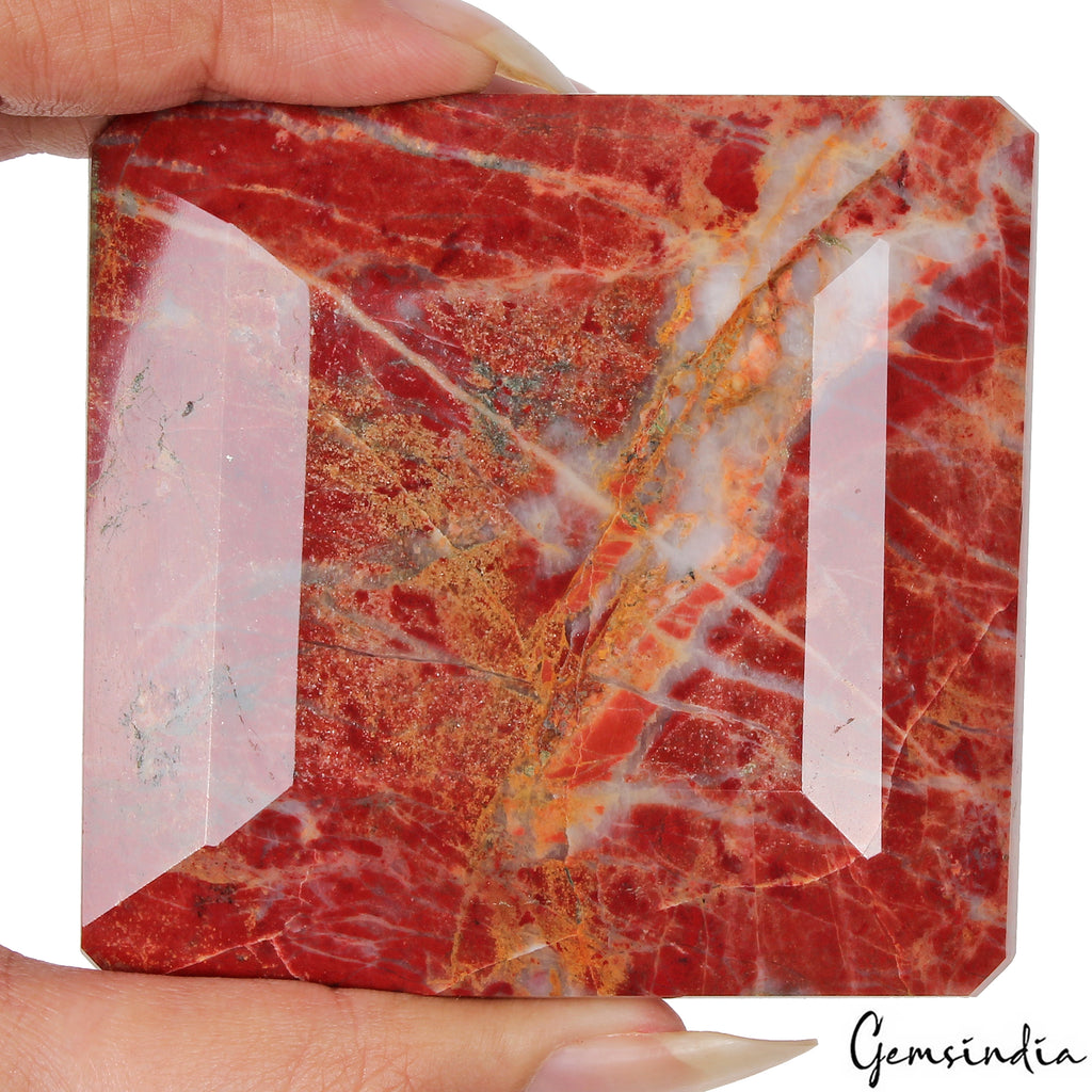 Red Jasper Loose Gemstone, Octagon Faceted, Untreated — 74x70x36mm, 1820 Ct, Madagascar