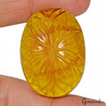 162.60 Cts Natural Untreated Yellow Fluorite Oval Carved Loose Gem For Pendant