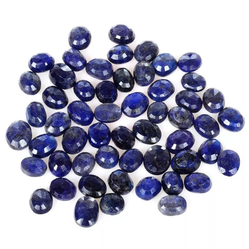 122.20 Cts/55 Pcs Natural Oval Blue Sapphire Oval Faceted Loose Gem For Jewelry