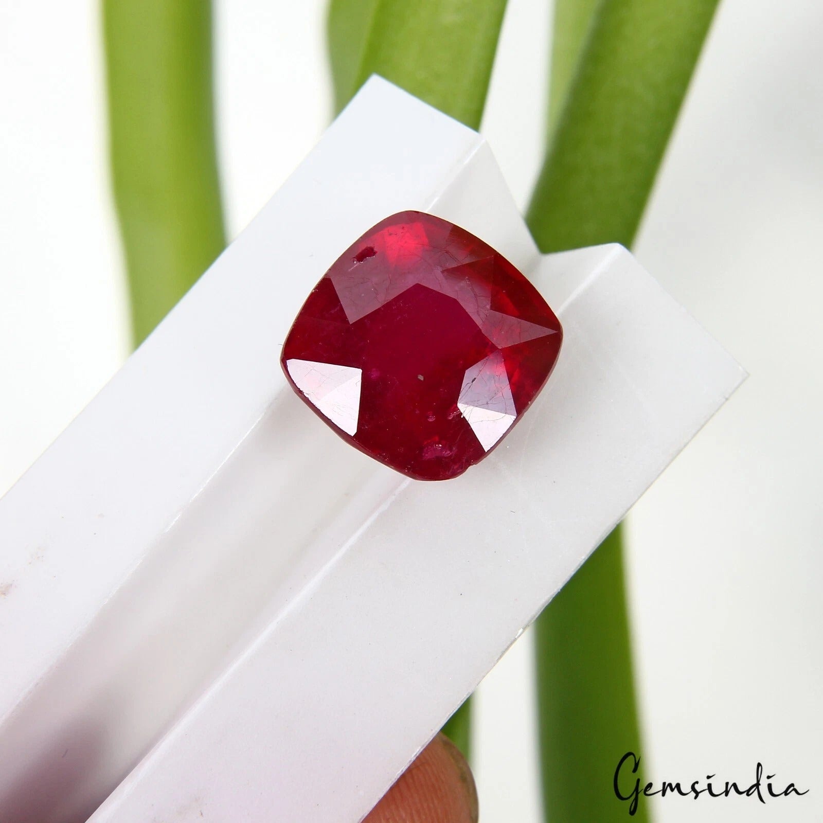 Ruby Loose Gemstone, Heated, Red — 11x11x7 mm, 10.80 Ct, Mozambique