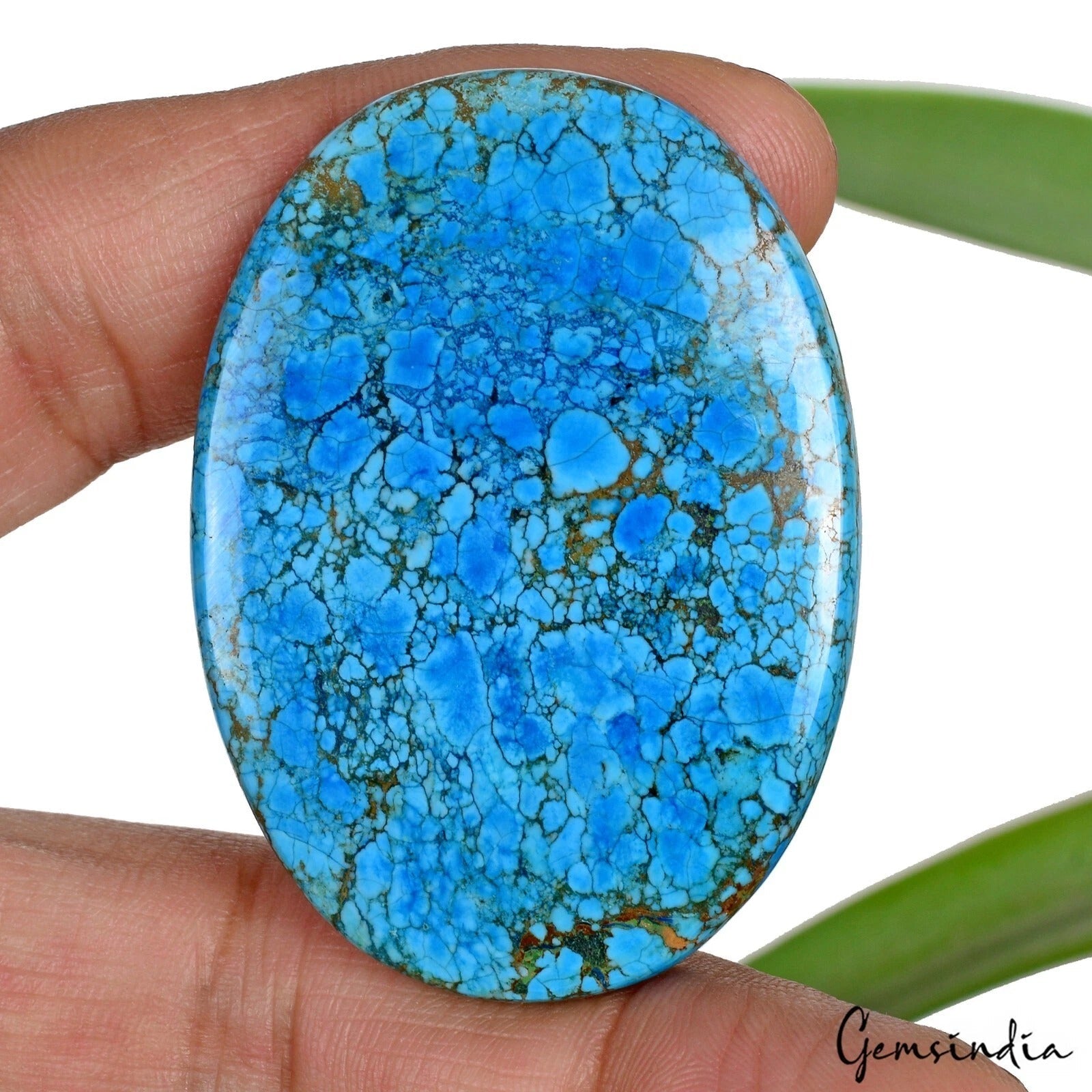 112.40 Cts Natural Blue Spider Web USA Turquoise Oval Cab Loose Gem For Pendant