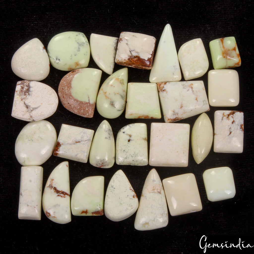 375 Ct Natural Untreated Green Apple Chrysoprase Mix Cab Loose Gemstones Lot