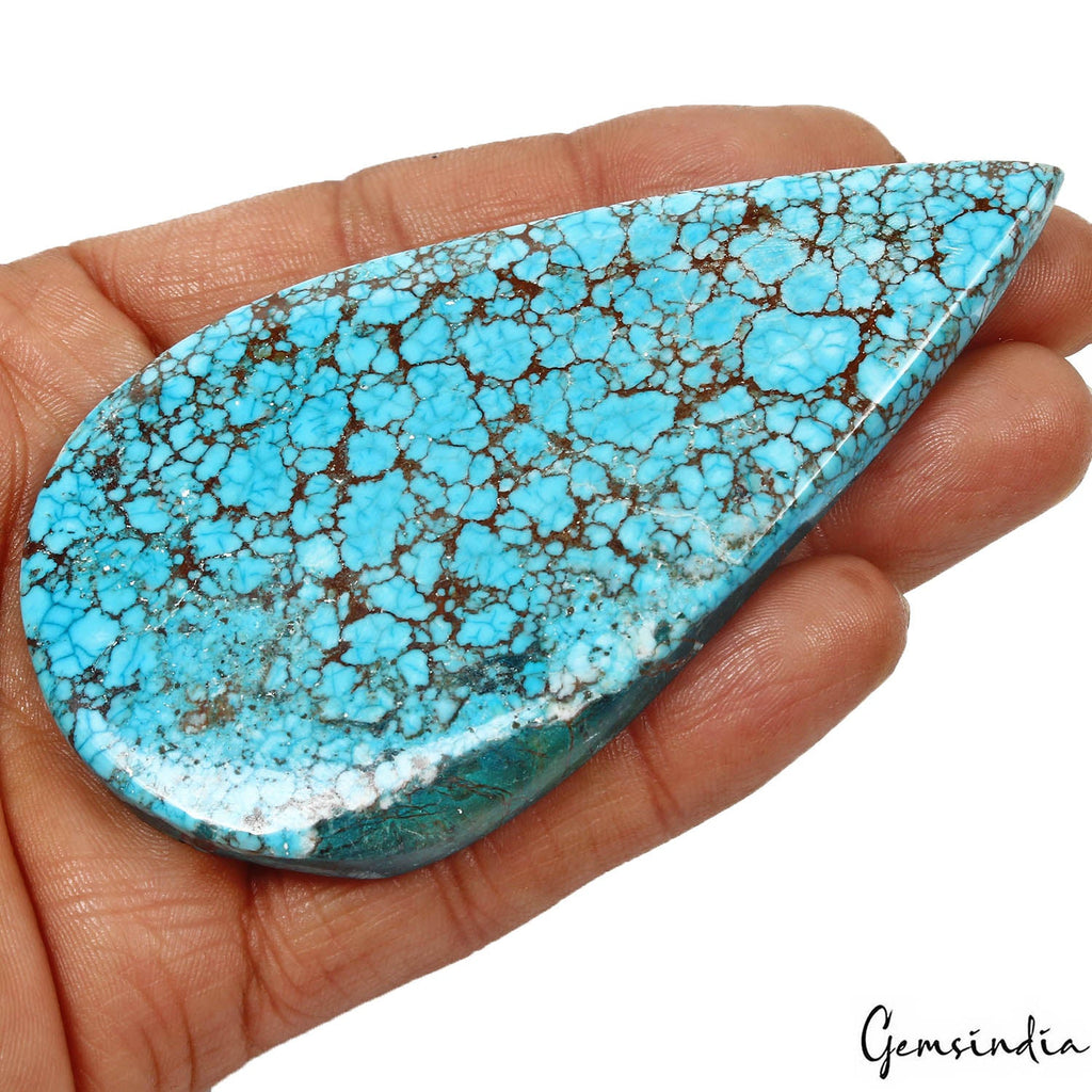 340 Ct Natural Blue Spiderweb USA Arizona Turquoise Pear Cab Loose Huge Size Gem