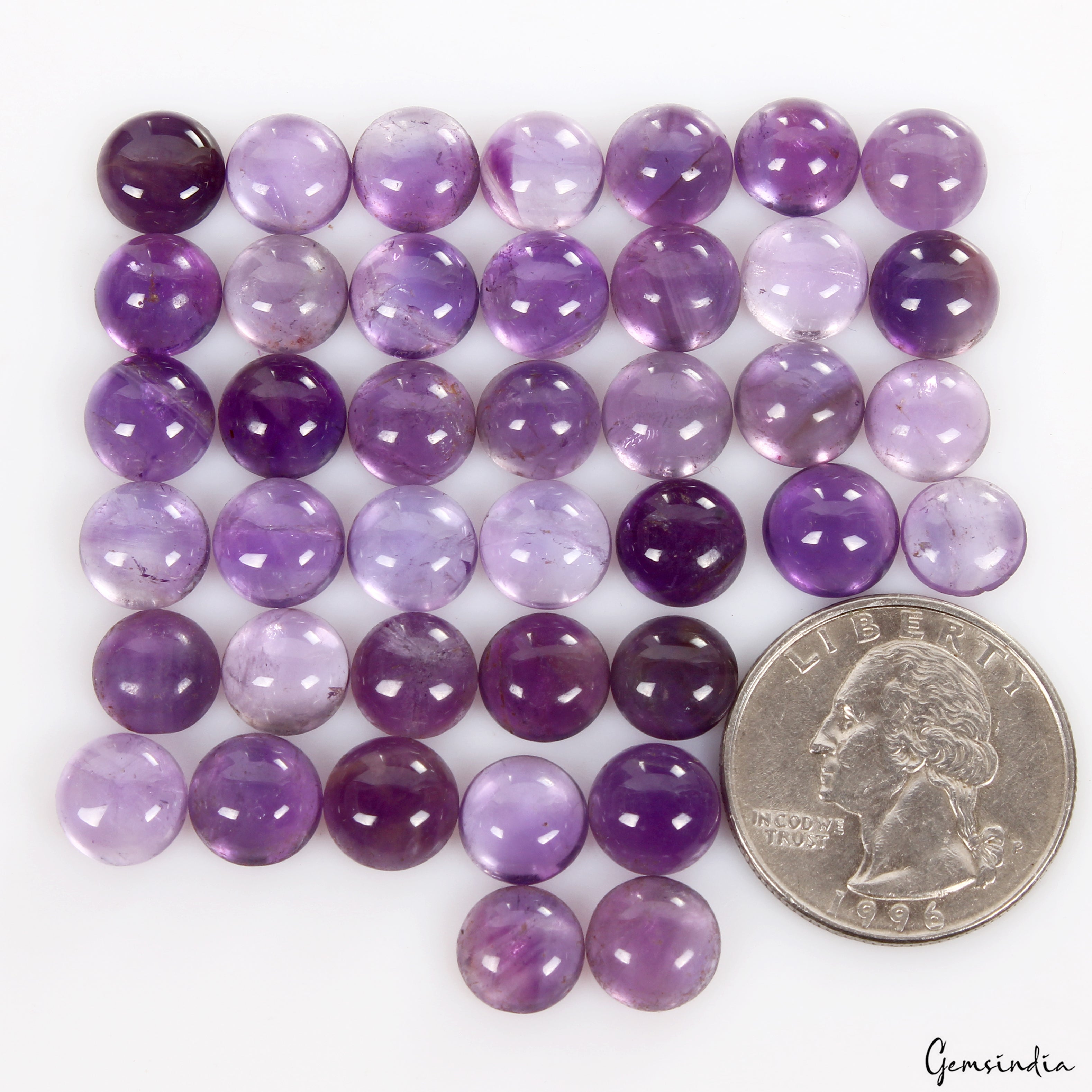 Certified 40 Pcs Natural Untreated Purple Amethyst Round Cab 8mm Each Gems Lot