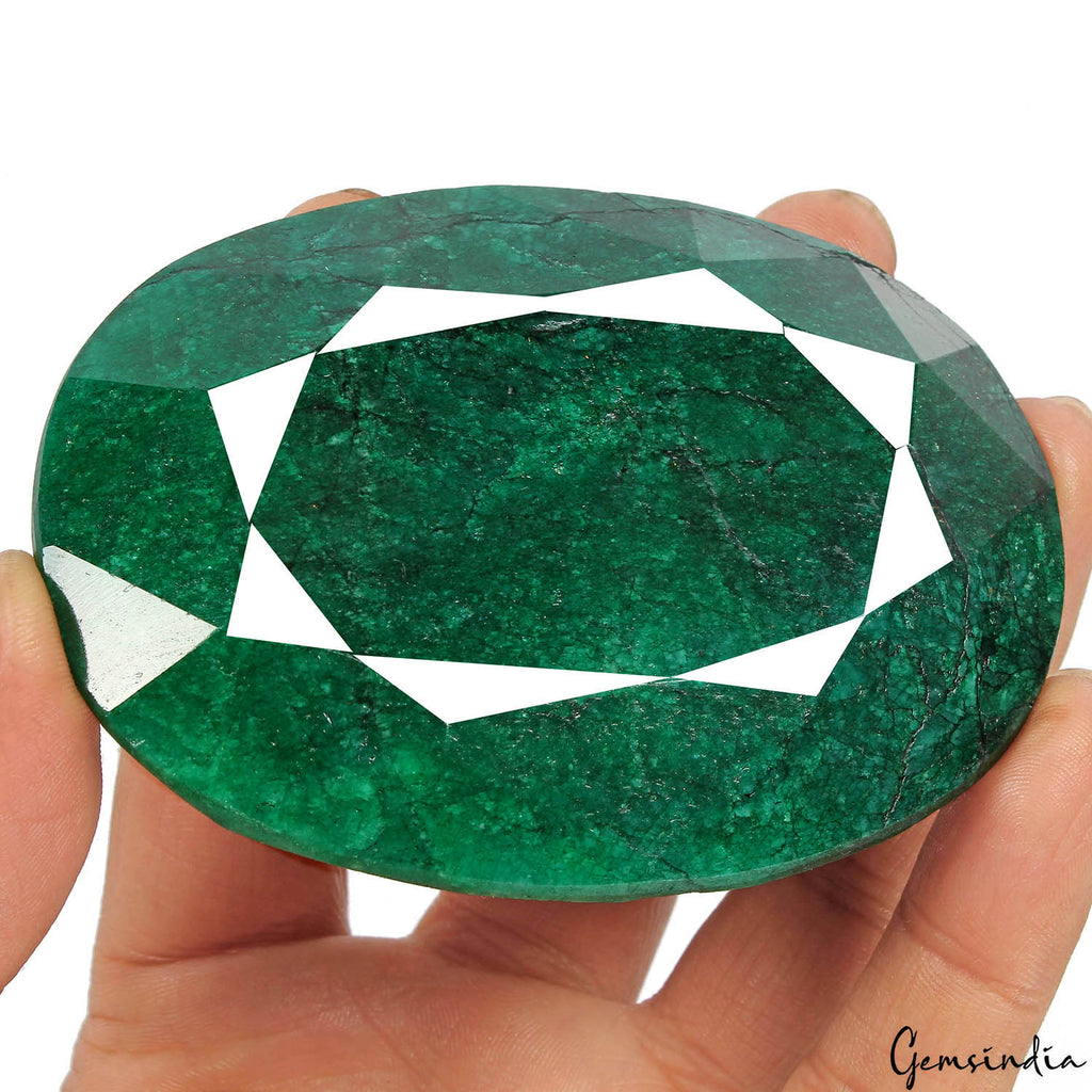 900 Ct Natural Dark Green Brazilian Emerald Oval Cut Faceted Earth Mined Gems