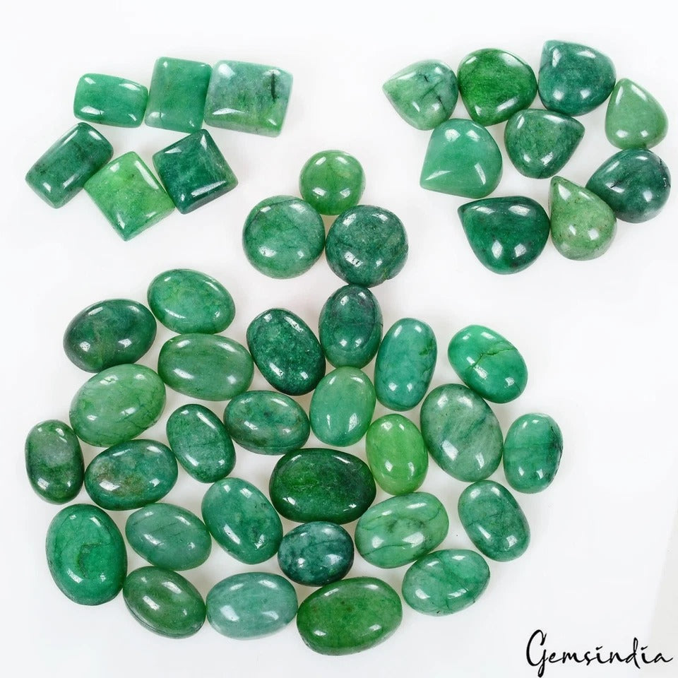Emerald Lot, Cabochon, Green — 45 Pieces, 11mm to 16mm, 370 Ct, Brazil