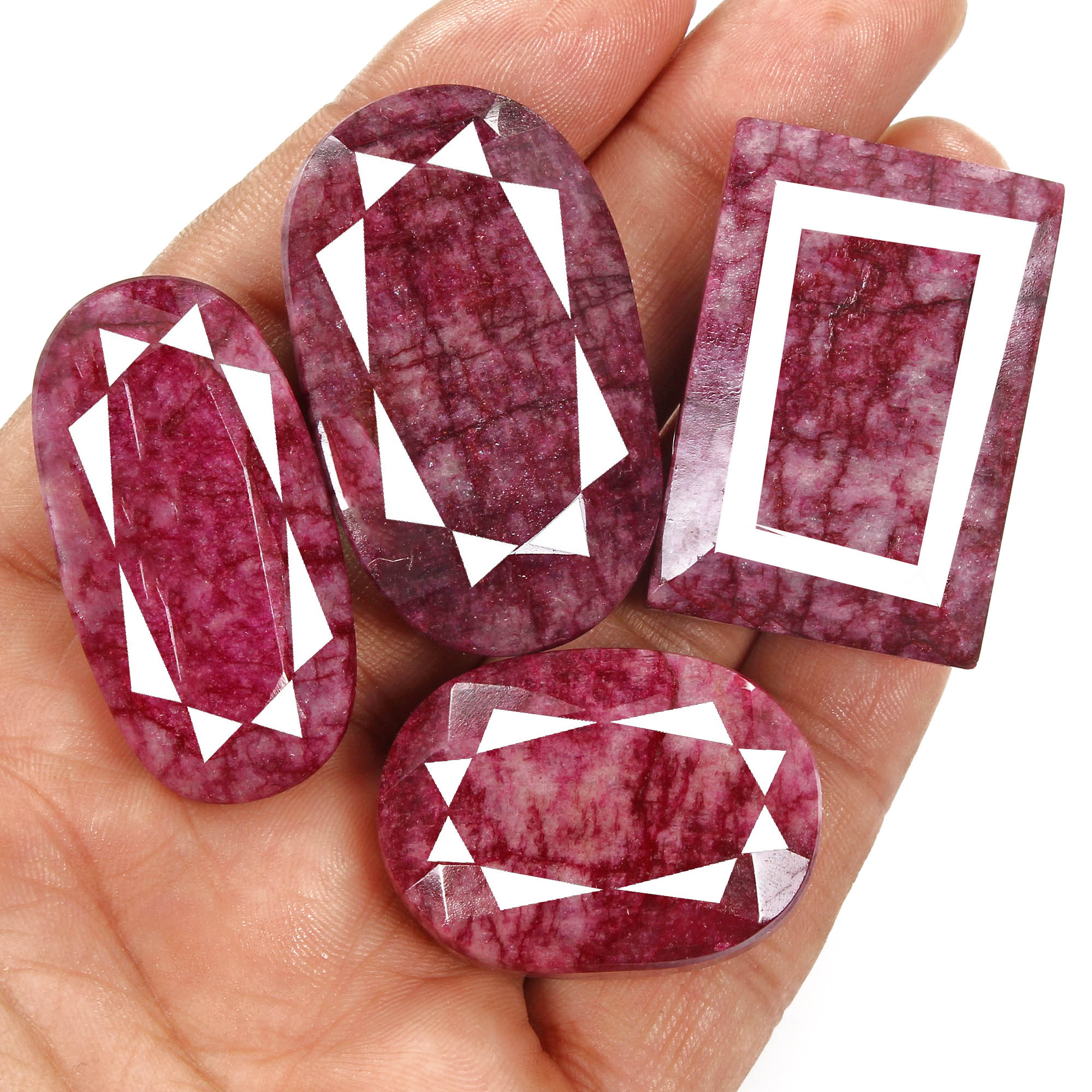 Red Beryl Lot, Loose Gemstone — 4 Pieces, 33mm to 44mm, 500 Ct, India