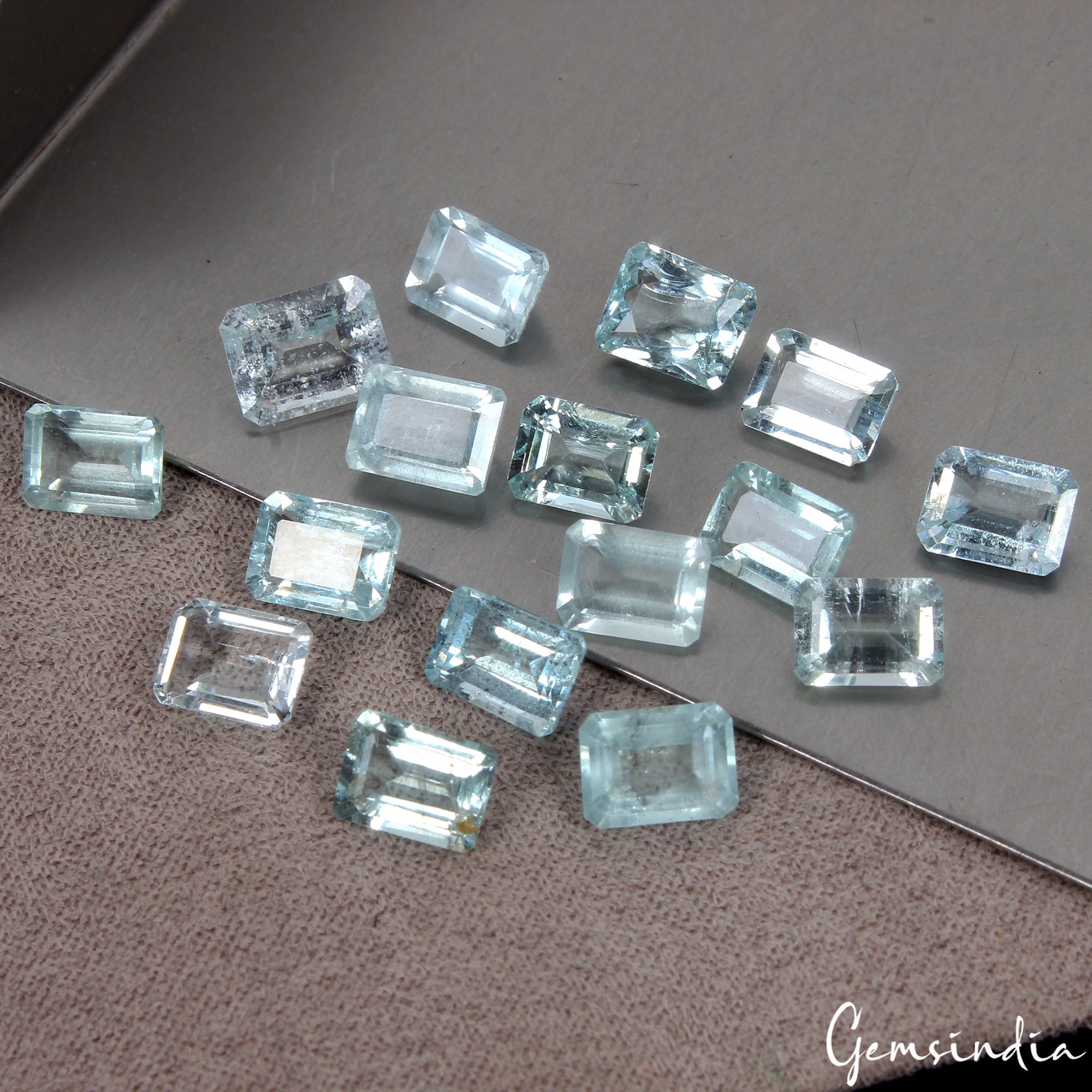 8x6mm Natural Aquamarine Octagon Cut Lot 16 Pcs 22.00 Cts Loose Certified Gems