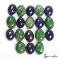 Certified 174+Cts/18 Pcs Natural Blue Sapphire Green Emerald Oval Cab Loose Gems