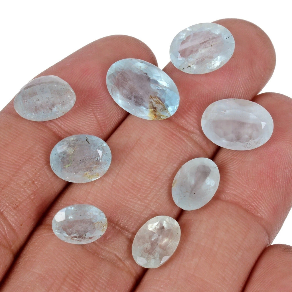 Certified 23.20 Ct/8 Pcs Natural Untreated Blue Aquamarine Oval Gems For Jewelry