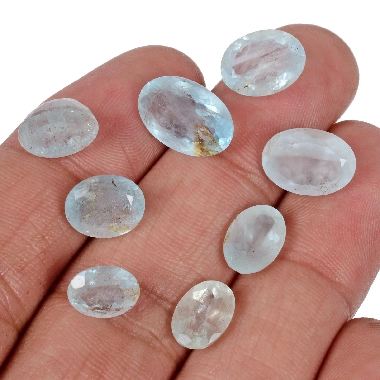 Certified 23.20 Ct/8 Pcs Natural Untreated Blue Aquamarine Oval Gems For Jewelry