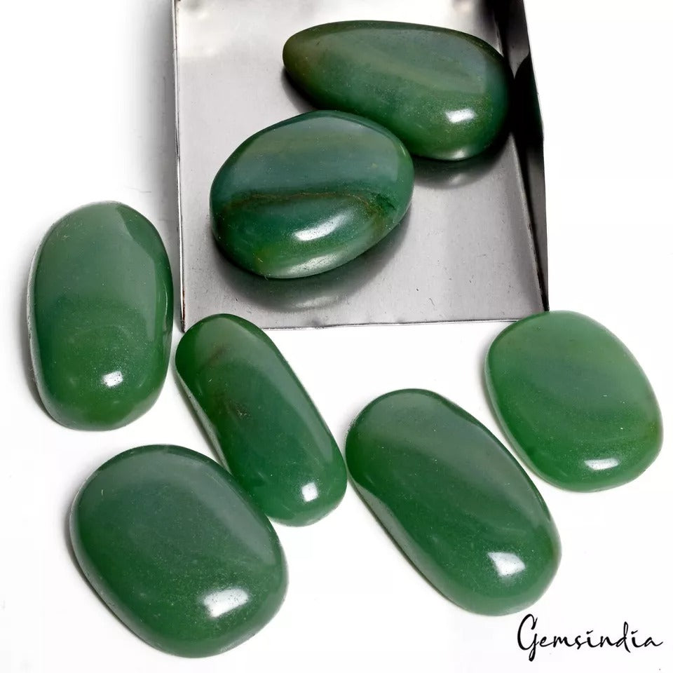 Green Aventurine Lot, Loose Gemstone, Untreated — 7 Pieces, 40mm to 50mm, 1000 Ct, Madagascar