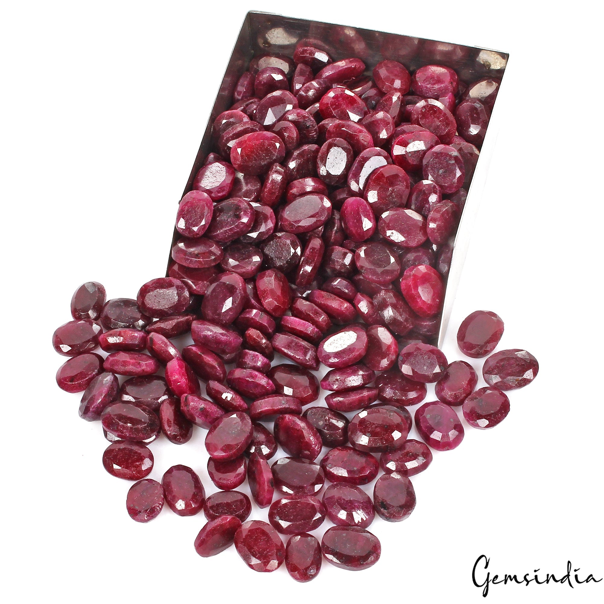 Certified 3000 Ct/195 Pcs Natural Red Ruby Oval Cut Faceted Loose Gemstone Lot