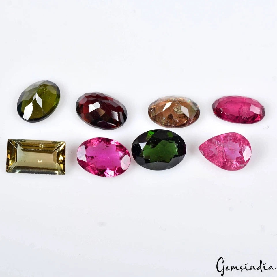 Natural Multi Tourmaline Mix Shape Cut Loose Gemstone Lot 6-8mm 9.30 Cts 8 Pcs