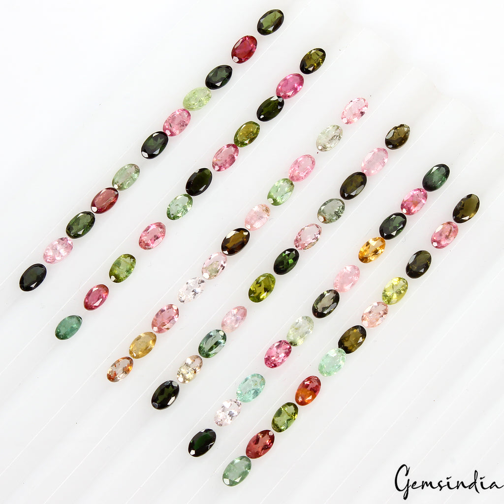 Tourmaline Loose Gemstone, Oval Cut Country of, Multi Color — 5x3mm, 15.00 Ct, Mozambique