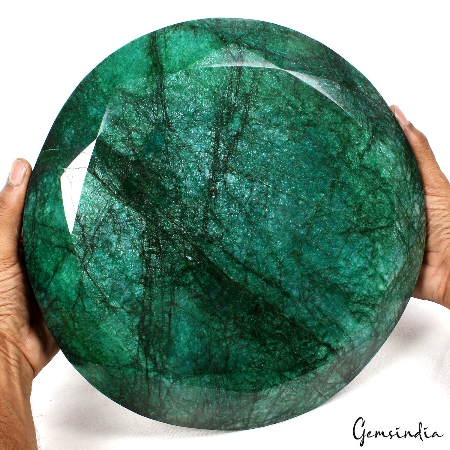 15 kilo Natural Green Emerald Huge Round Brilliant Cut 11.5 in Polished Gemstone