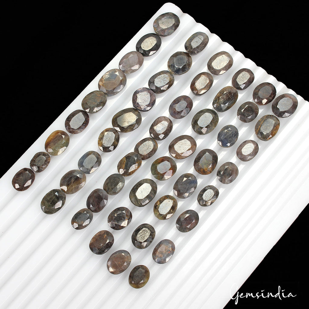 450 Ct Natural Untreated Brown Gray Sapphire Mix Faceted Loose Gems Lot 51 Pcs