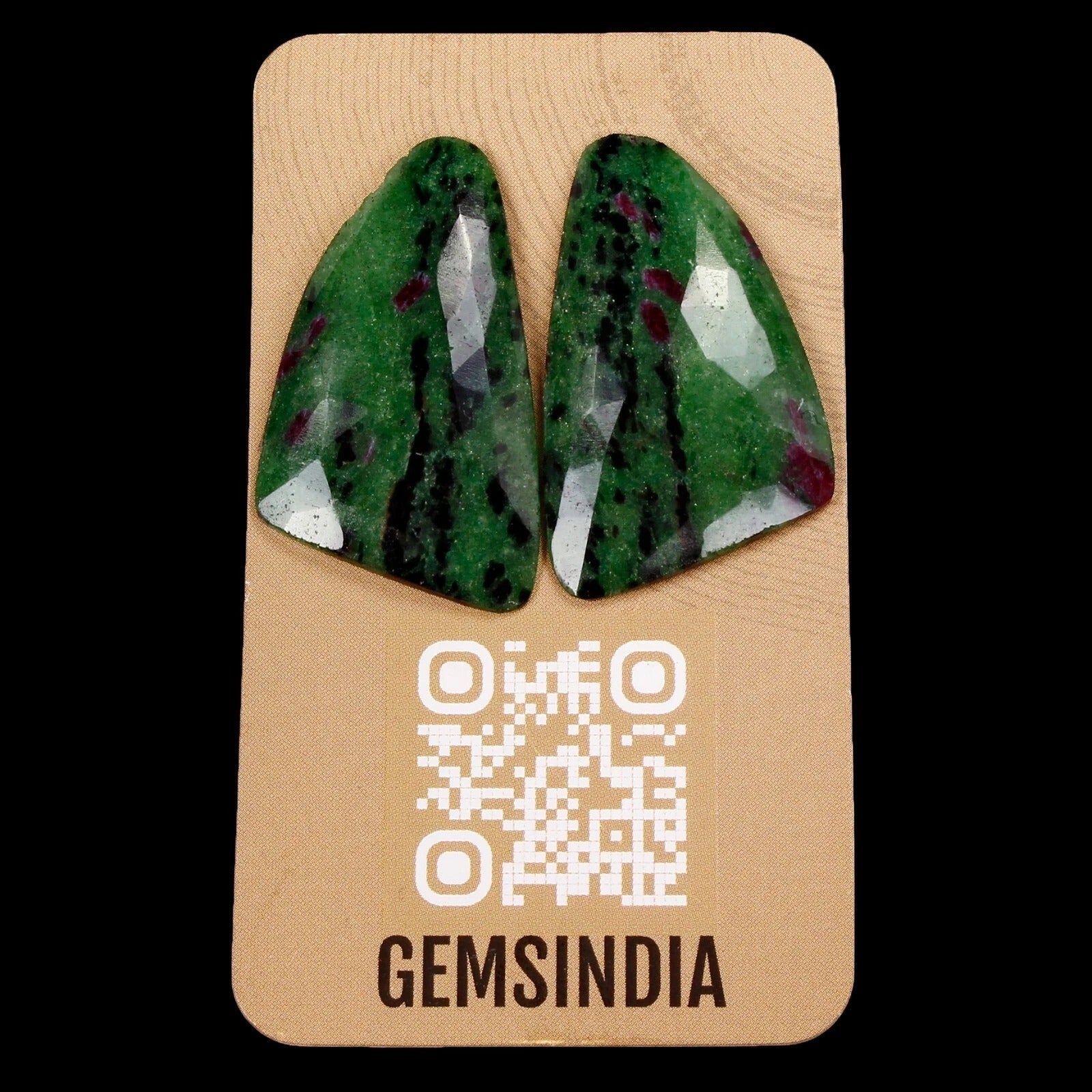 Certified 80.40 Cts Natural Bi Color Ruby in Zoisite Fancy Checker Cut Gems Pair