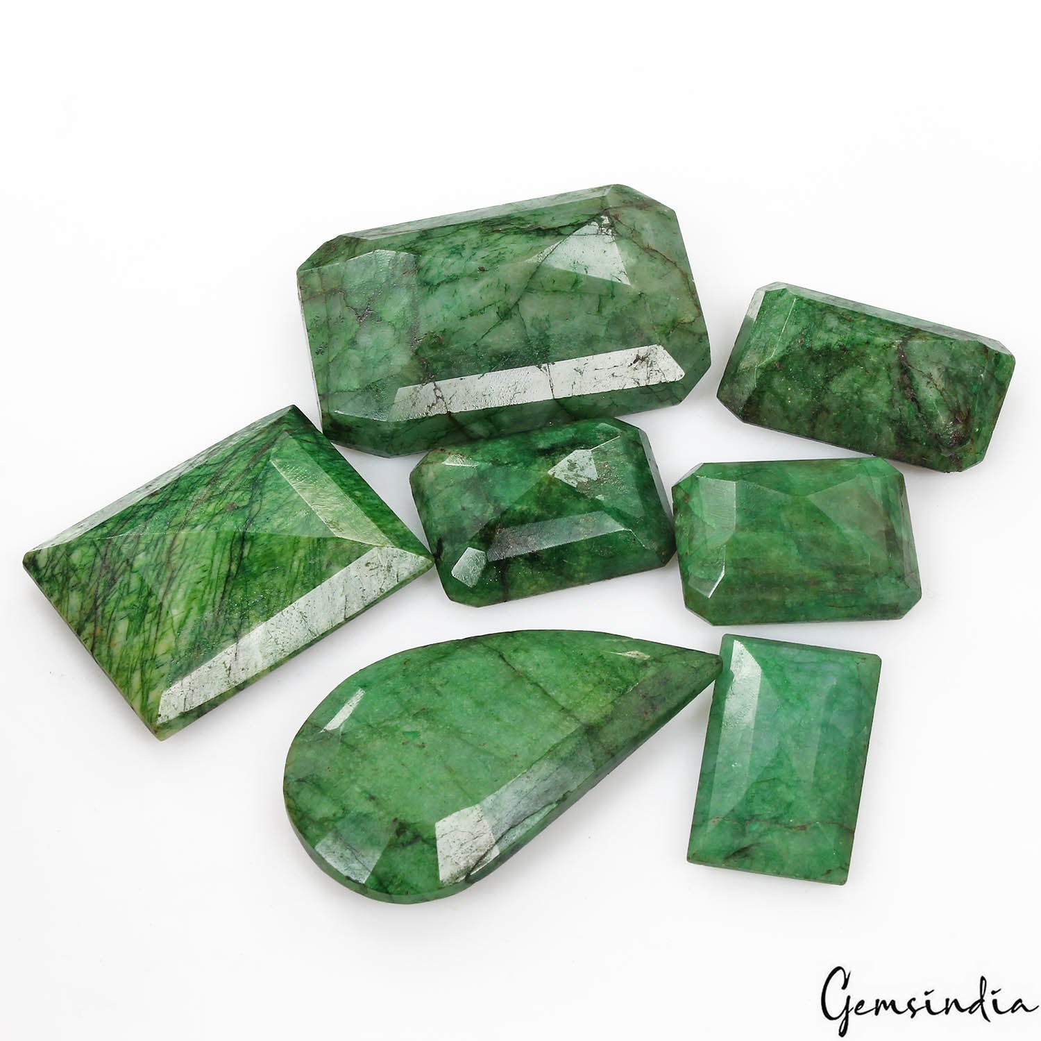 470 Cts/7 Pcs Natural Brazilian Green Emerald Mix Cut Loose Wholesale Gems Lot