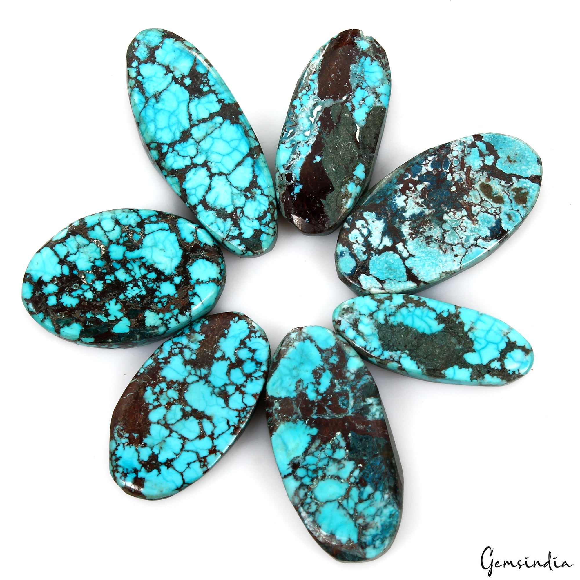 153.00 Ct Natural Spiderweb Turquoise Oval Blue Loose Arizona Gemstones 26-34mm