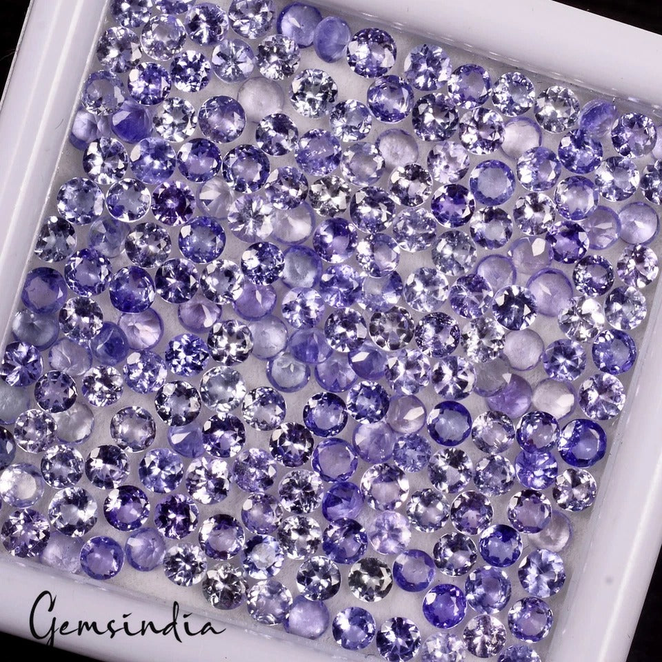 100% Natural Tanzanite 2.5mm Round Faceted Calibrated Size Loose Gemstone 190pcs