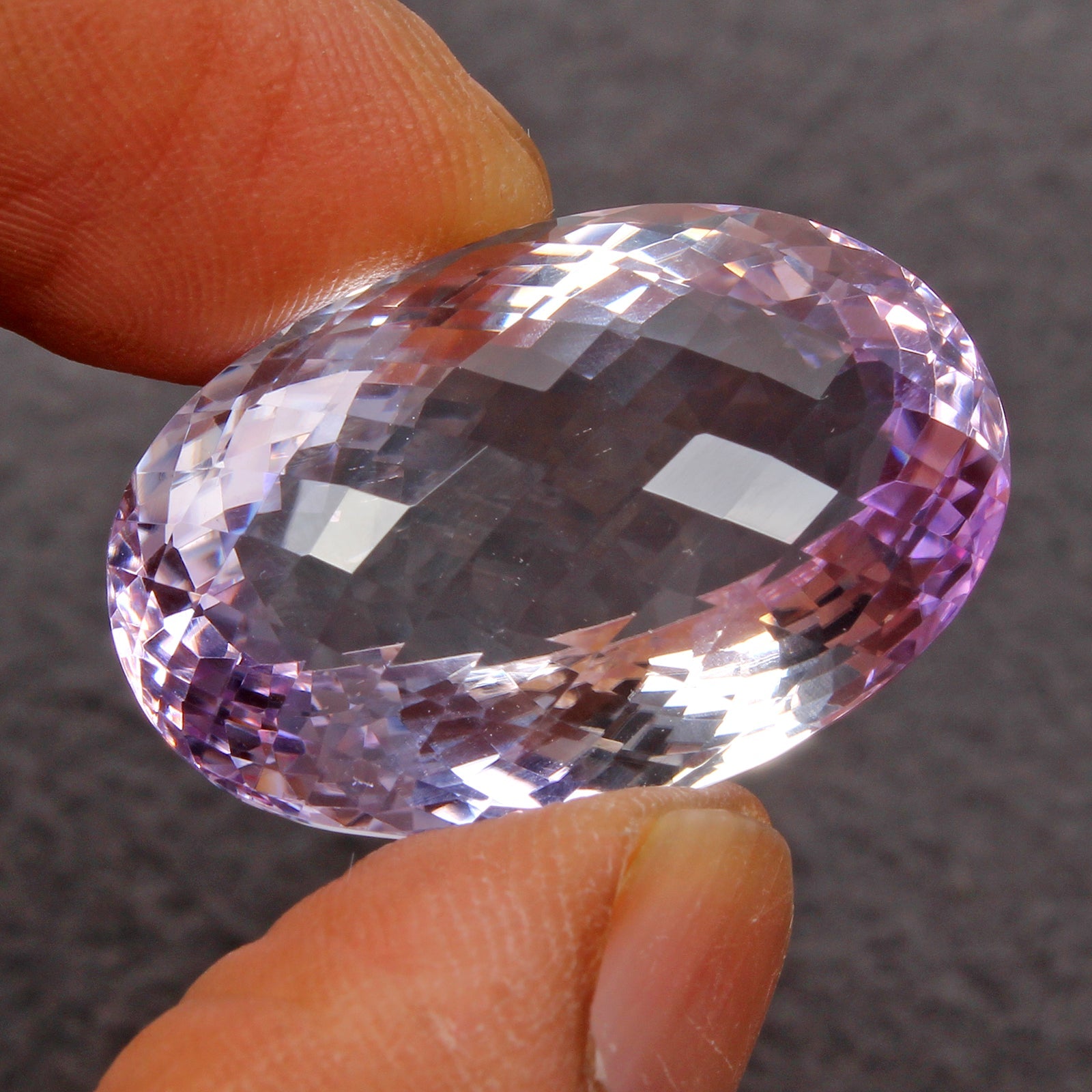 Certified 43.40 Cts Natural Untreated Purple Amethyst Oval Checker Cut Loose Gem